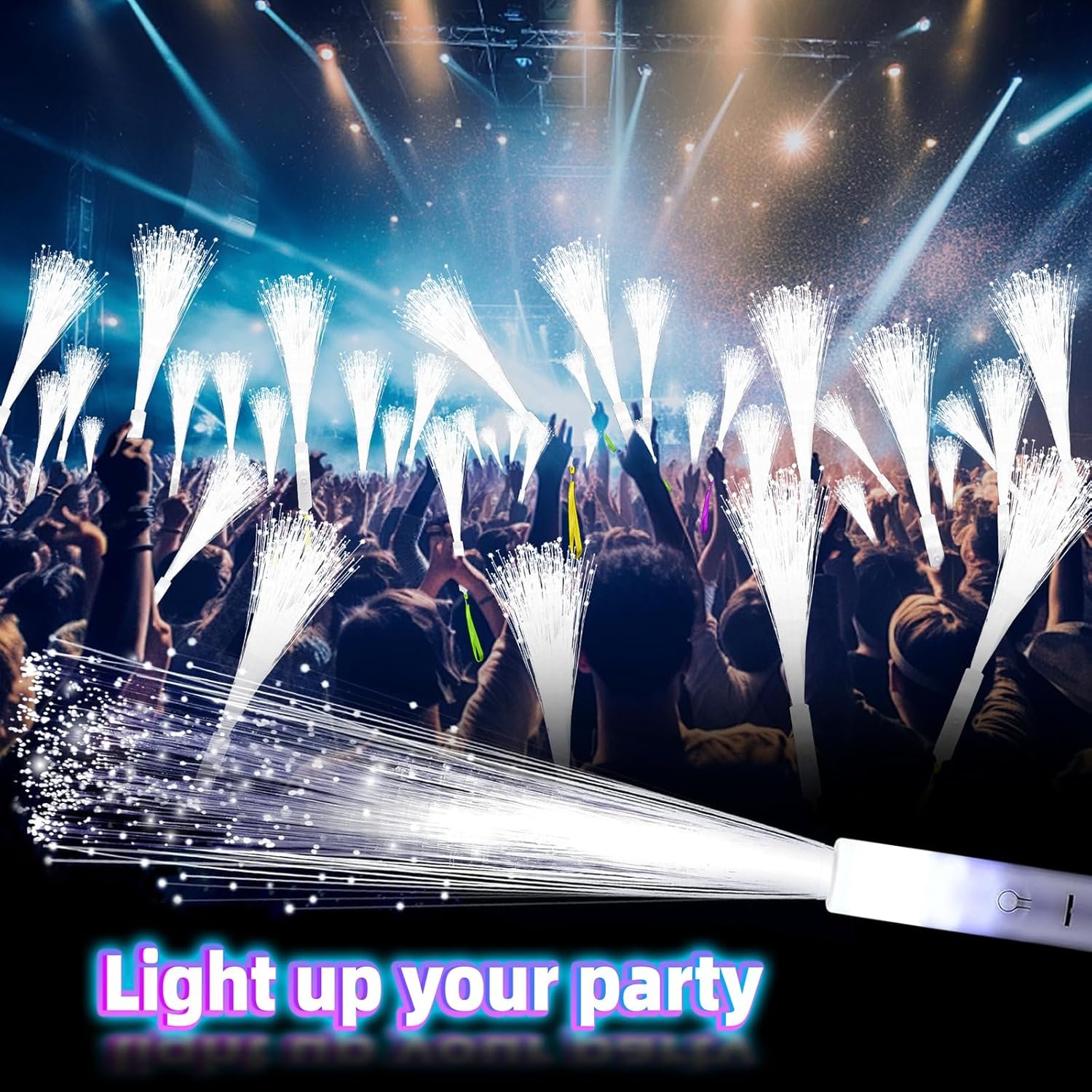 Wholesale 150 PCS White Fiber Optic Sticks Glow Wands Light Up Wands for Kids with 3 Light Modes Glow in the Dark Party Supplies for Weddings New Year Birthdays Supplier