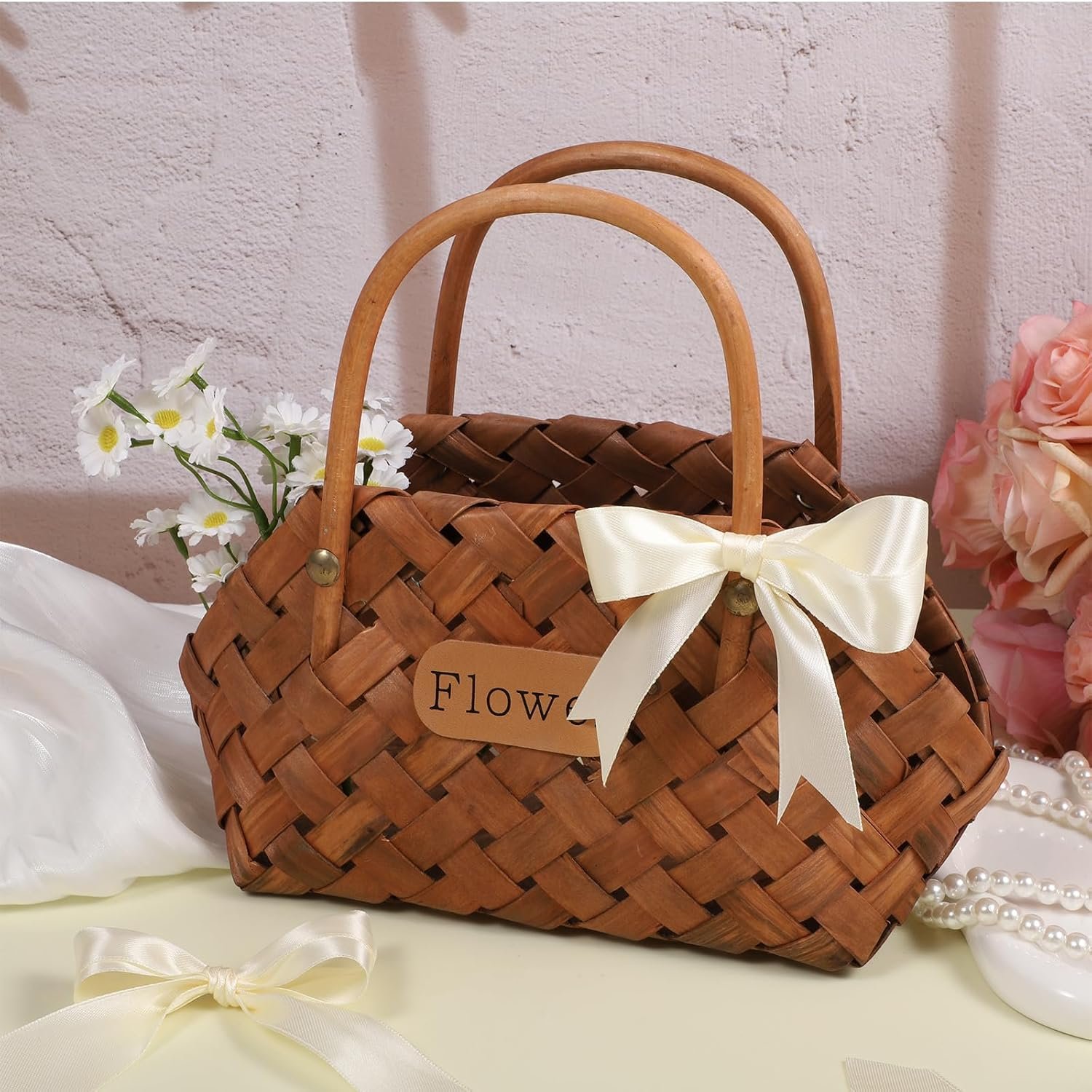 Wholesale Double Faced Satin Ribbon 1 Inch 60 Yards Ivory Cream for Crafts Hair Bows Gift Wrapping Home Decor Wedding Invitation Valentine's Day Decorations Supplier