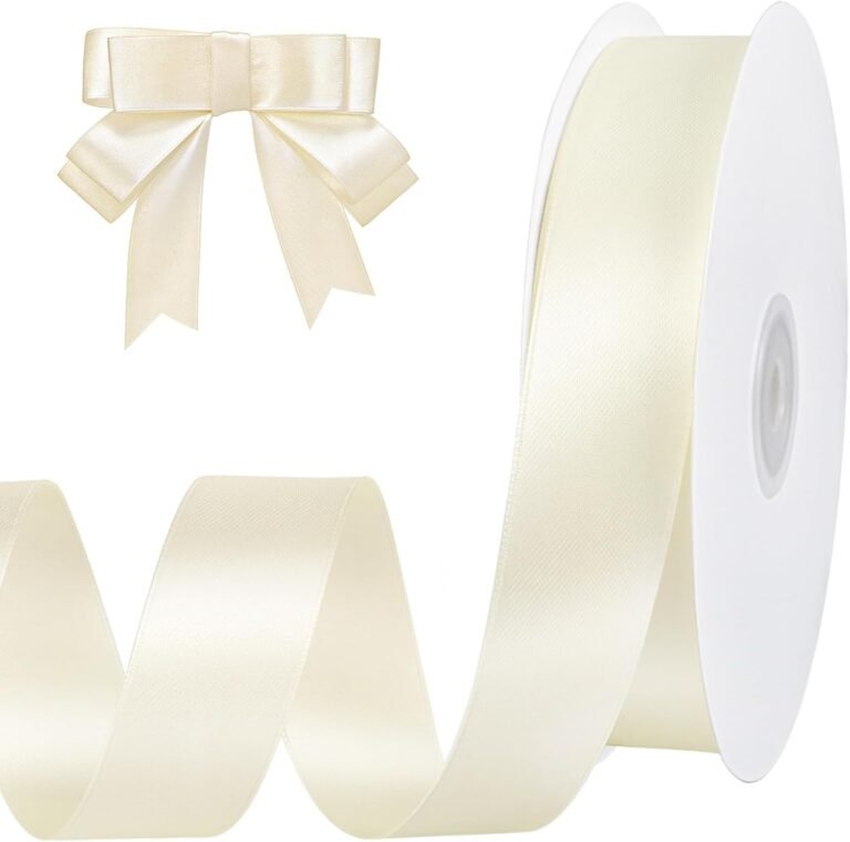 Ivory Satin Ribbon 1 inch 60 Yards Double Faced Cream Ribbon for Crafts Hair Bows Gift Wrapping Home Decor Wedding Invitation Valentine's Day Decorations