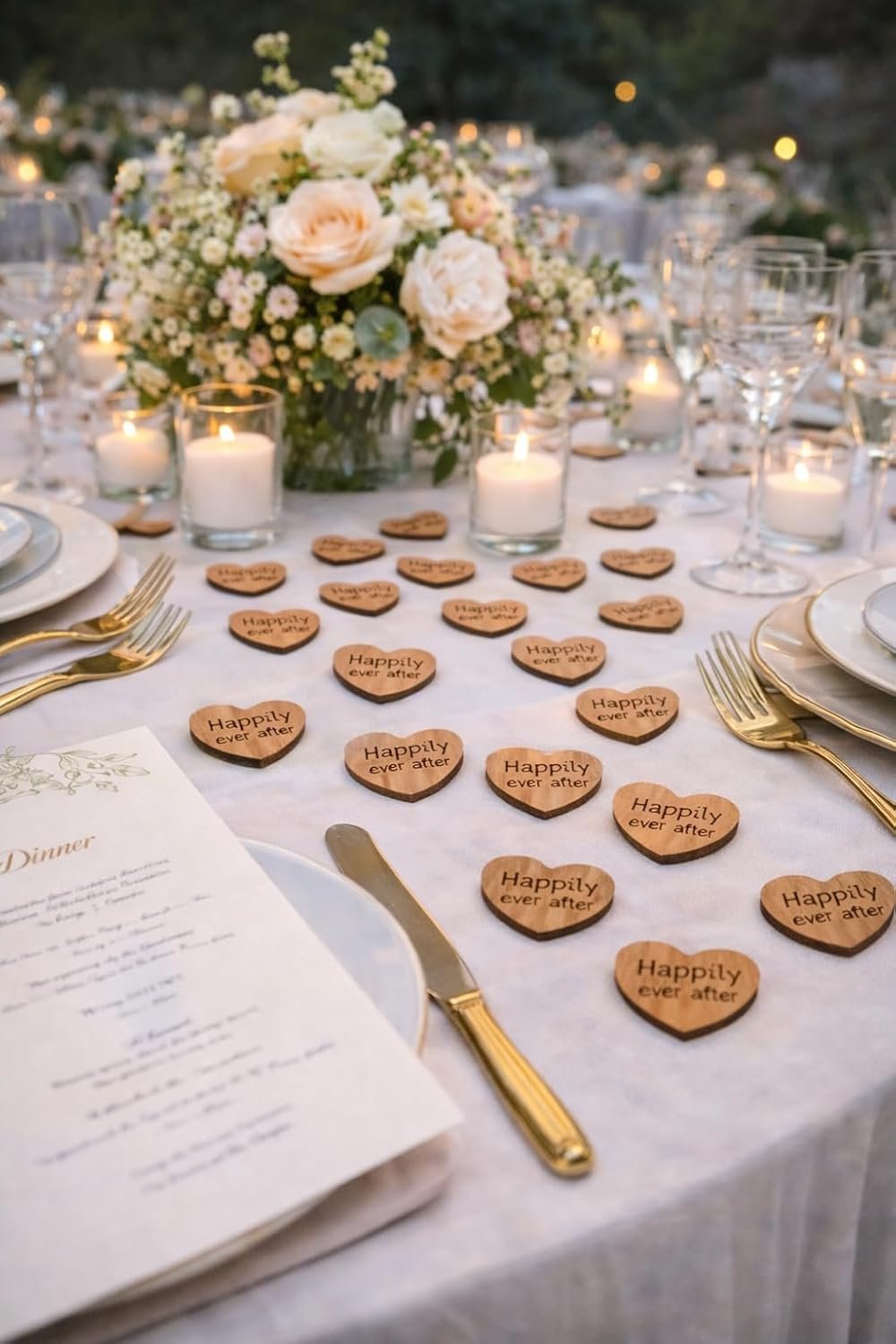 Wholesale Wooden Engraved Heart Confetti Happily Ever After Love Hearts Rustic Wedding Table Scatter 100 Count Supplier