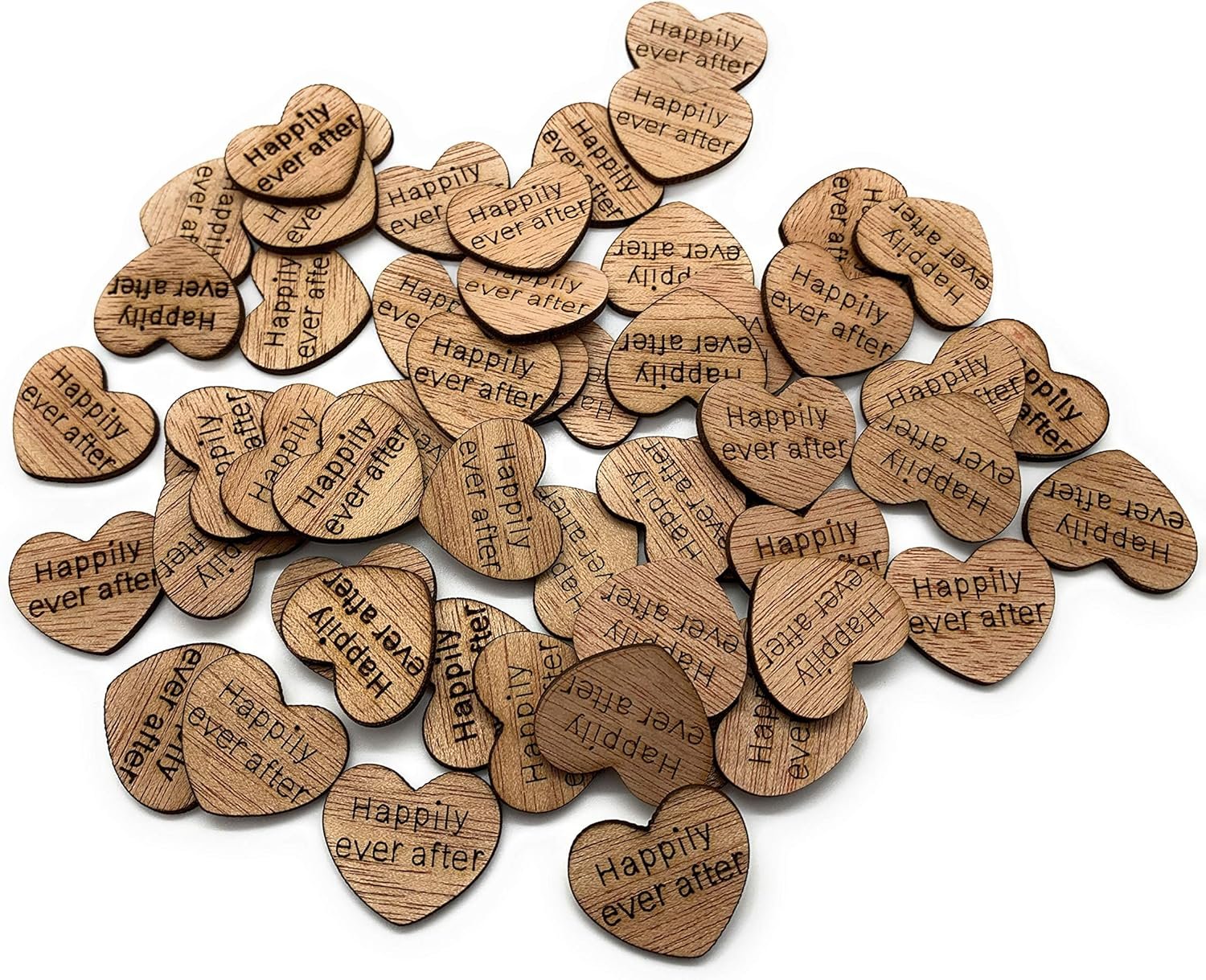 Wholesale Wooden Engraved Heart Confetti Happily Ever After Love Hearts Rustic Wedding Table Scatter 100 Count Supplier