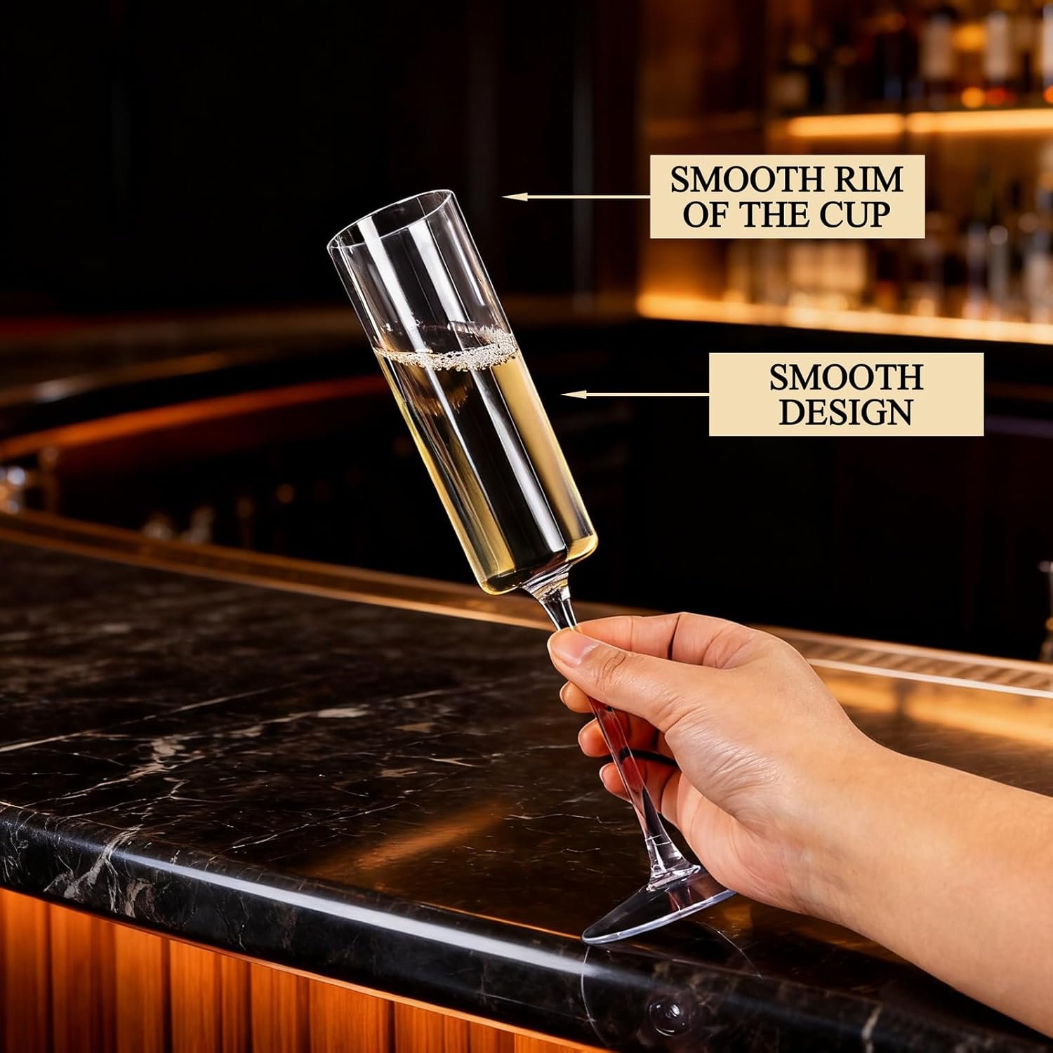 Wholesale 24 Pack Clear 6 Oz Disposable Plastic Champagne Flutes Square Toasting Glasses for Party Birthday Anniversary Wedding Supplier