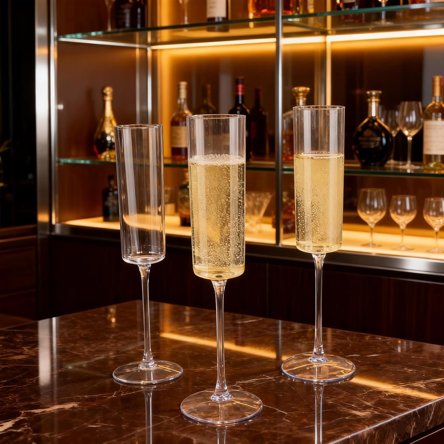 Wholesale 24 Pack Clear 6 Oz Disposable Plastic Champagne Flutes Square Toasting Glasses for Party Birthday Anniversary Wedding Supplier