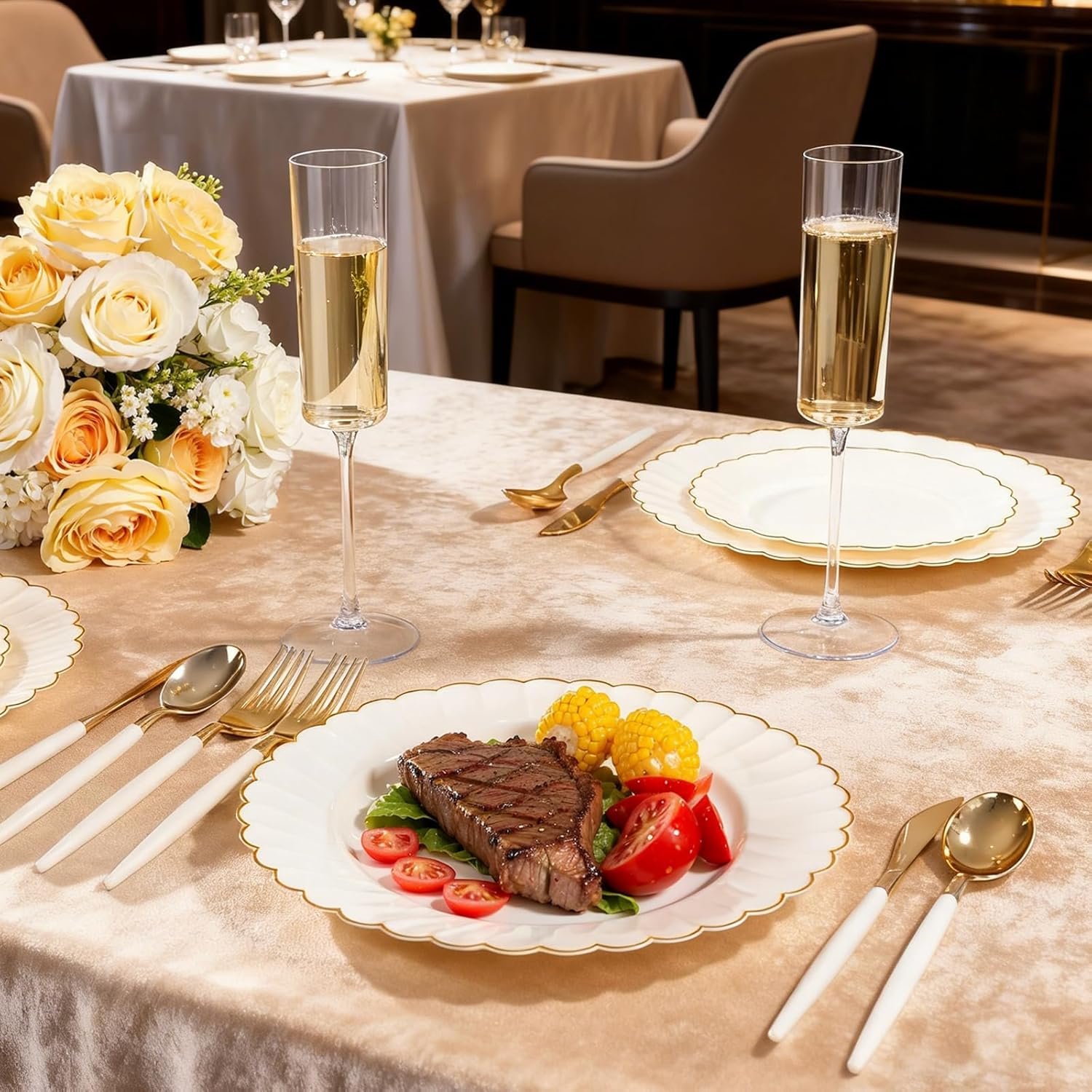 Wholesale 24 Pack Clear 6 Oz Disposable Plastic Champagne Flutes Square Toasting Glasses for Party Birthday Anniversary Wedding Supplier