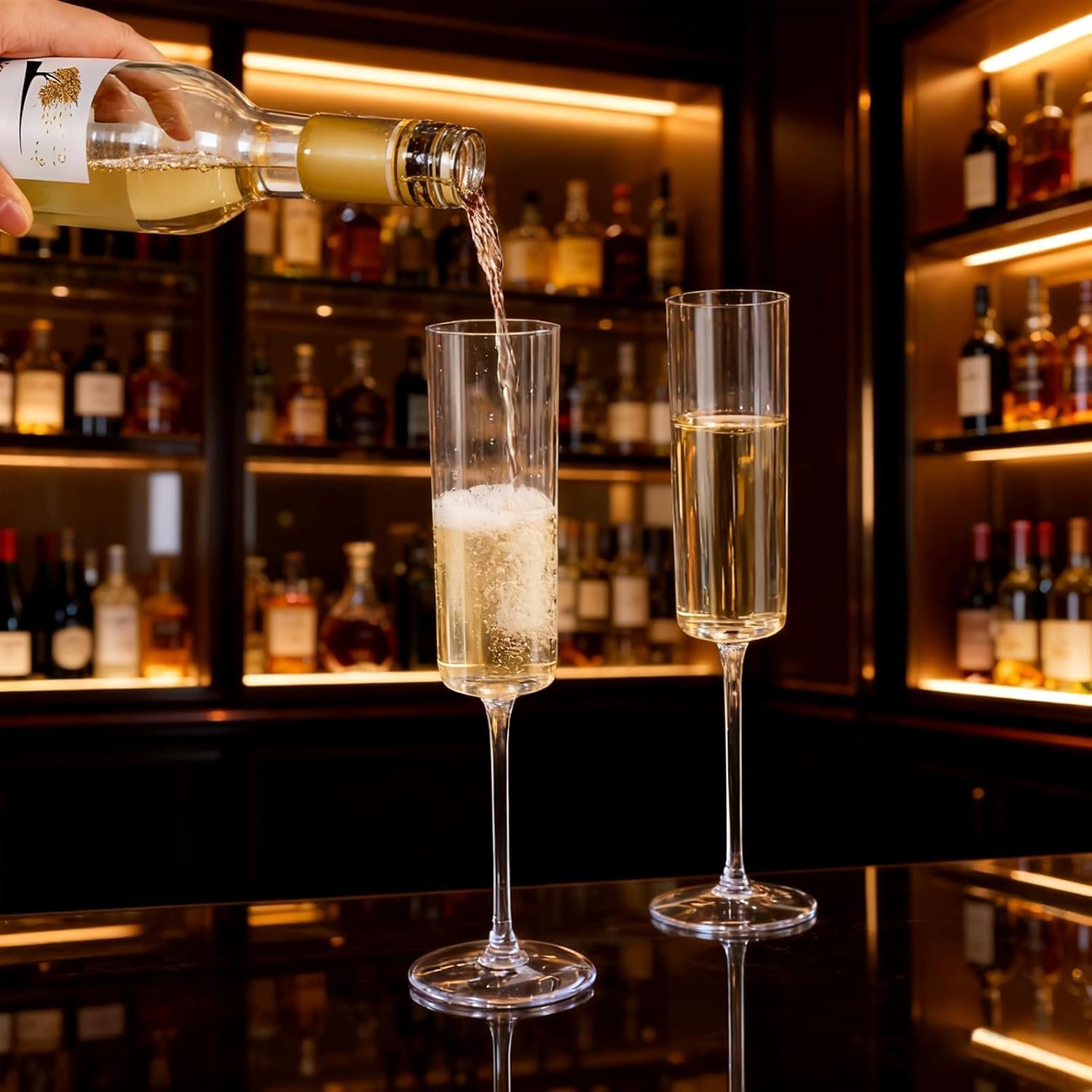 Wholesale 24 Pack Clear 6 Oz Disposable Plastic Champagne Flutes Square Toasting Glasses for Party Birthday Anniversary Wedding Supplier