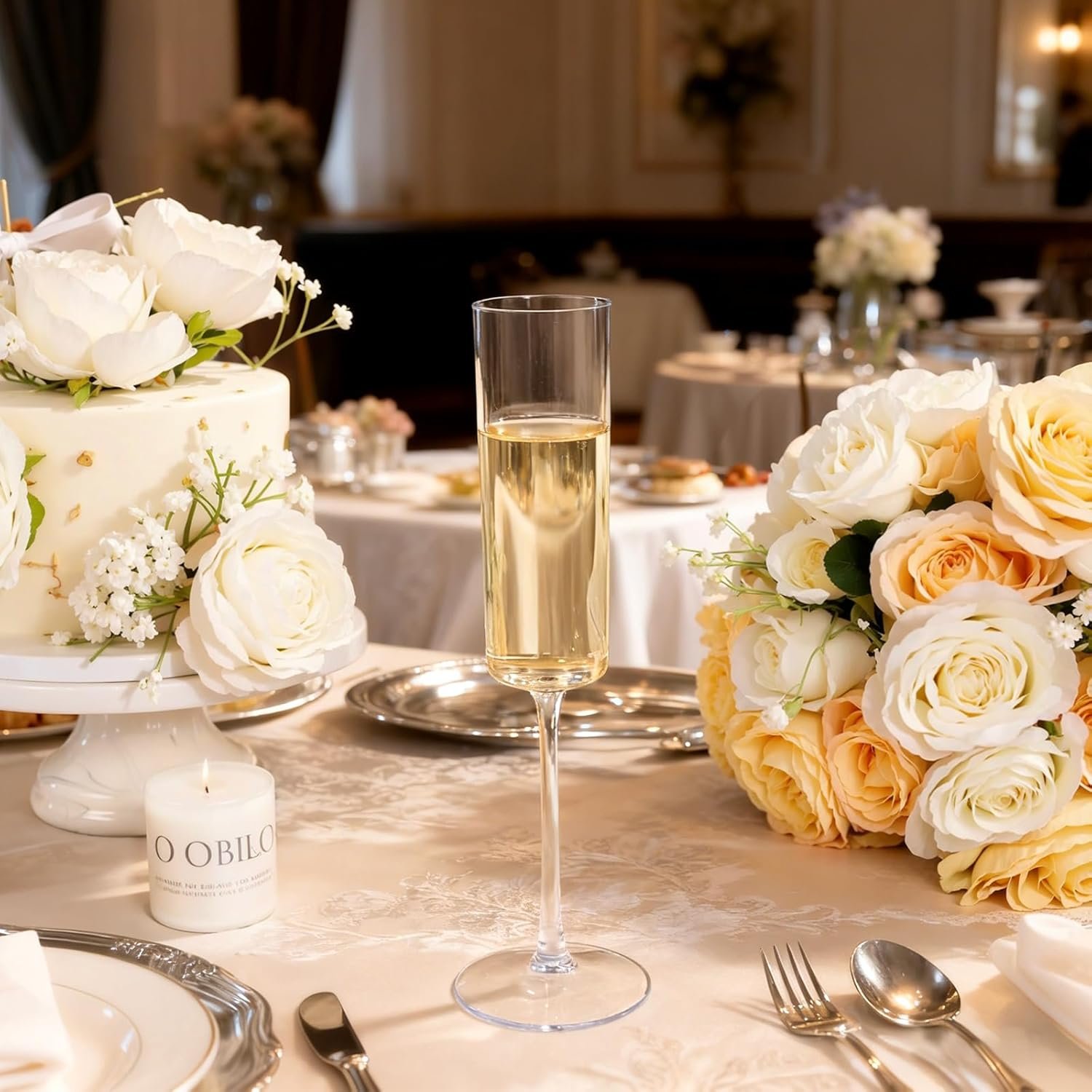 Wholesale 24 Pack Clear 6 Oz Disposable Plastic Champagne Flutes Square Toasting Glasses for Party Birthday Anniversary Wedding Supplier