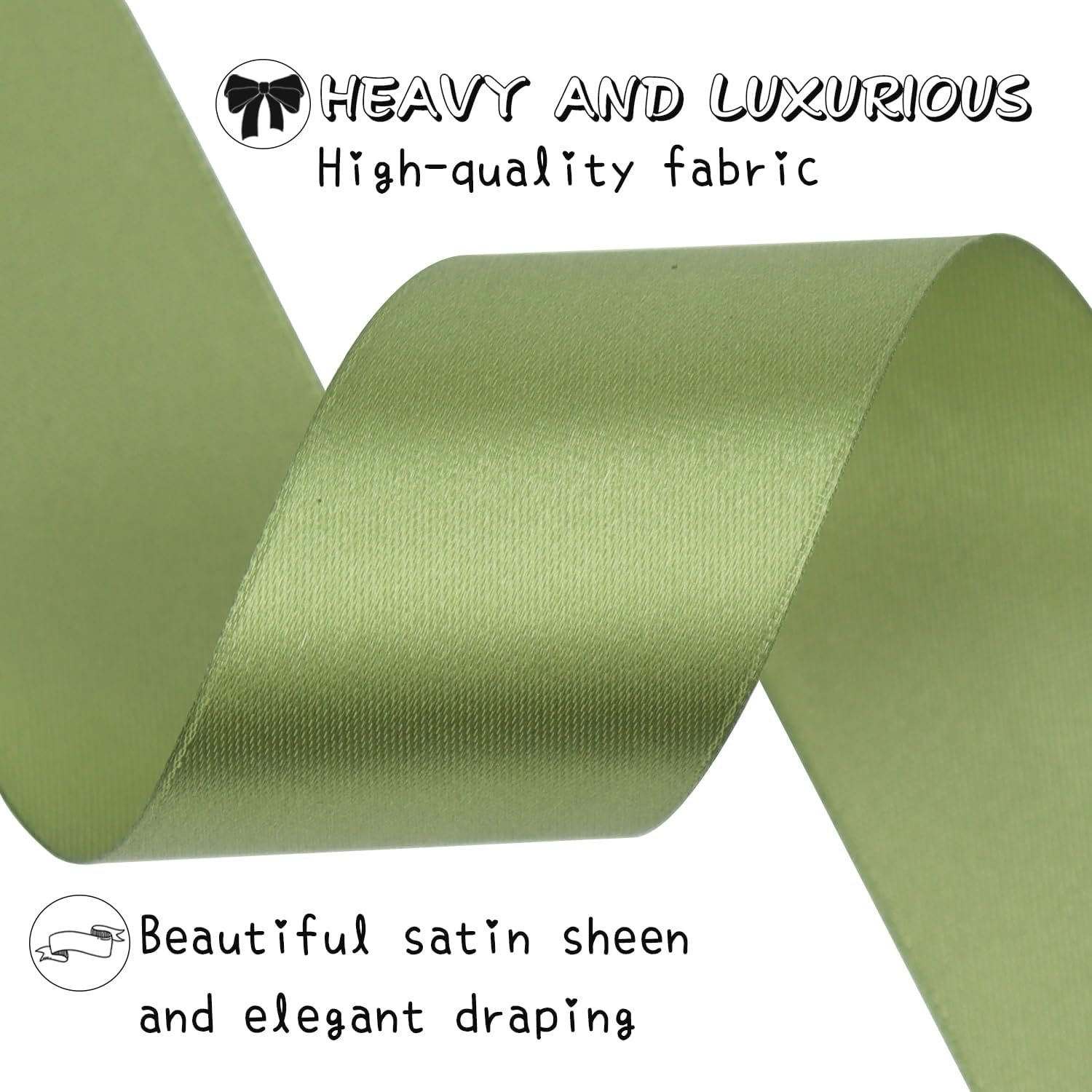 Wholesale Olive Green Solid Satin Polyester Ribbon 1-1/2 Inch 50 Yards for Gift Wrapping Wedding Christmas Baby Shower Birthday Decoration Handmade Immortal Flower Craft Supplier