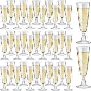 40 Pack Plastic Champagne Flutes, 5.5 OZ Disposable Wine Glasses Clear Mimosa Champagne Flutes for Party, Wedding, Birthday Decorations