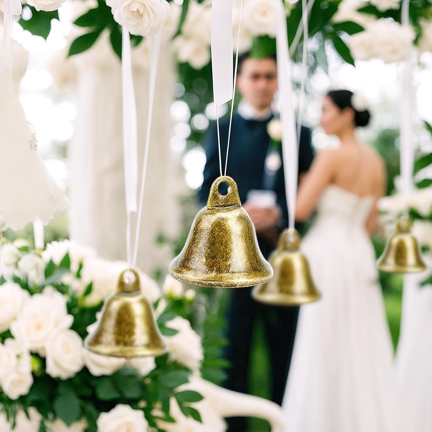 Wholesale 34PCS Small Brass Craft Bells with Spring Hooks for Homes Wedding Party Decorations Keychains Hanging Wind Chimes 1.7