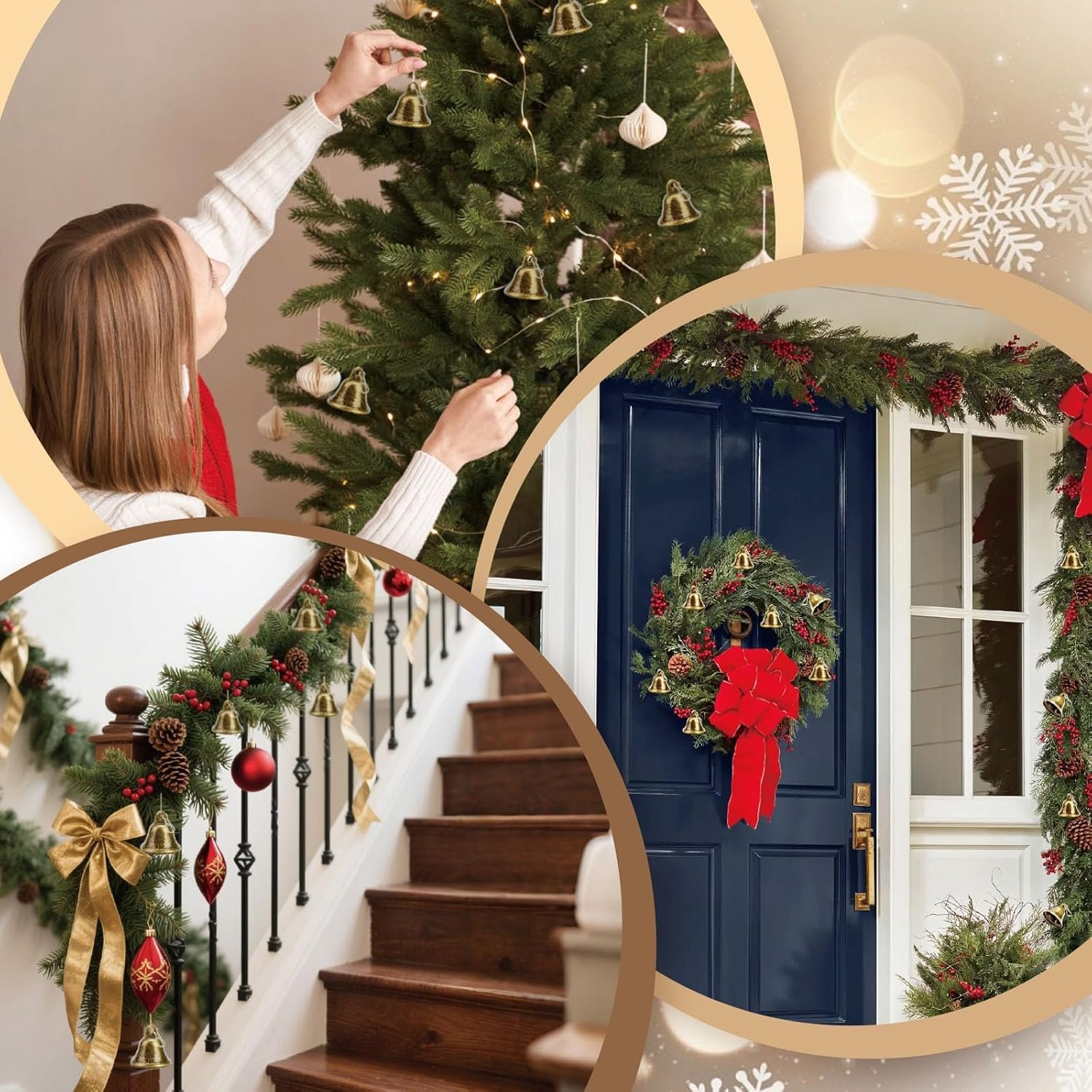 Wholesale 34PCS Small Brass Craft Bells with Spring Hooks for Homes Wedding Party Decorations Keychains Hanging Wind Chimes 1.7