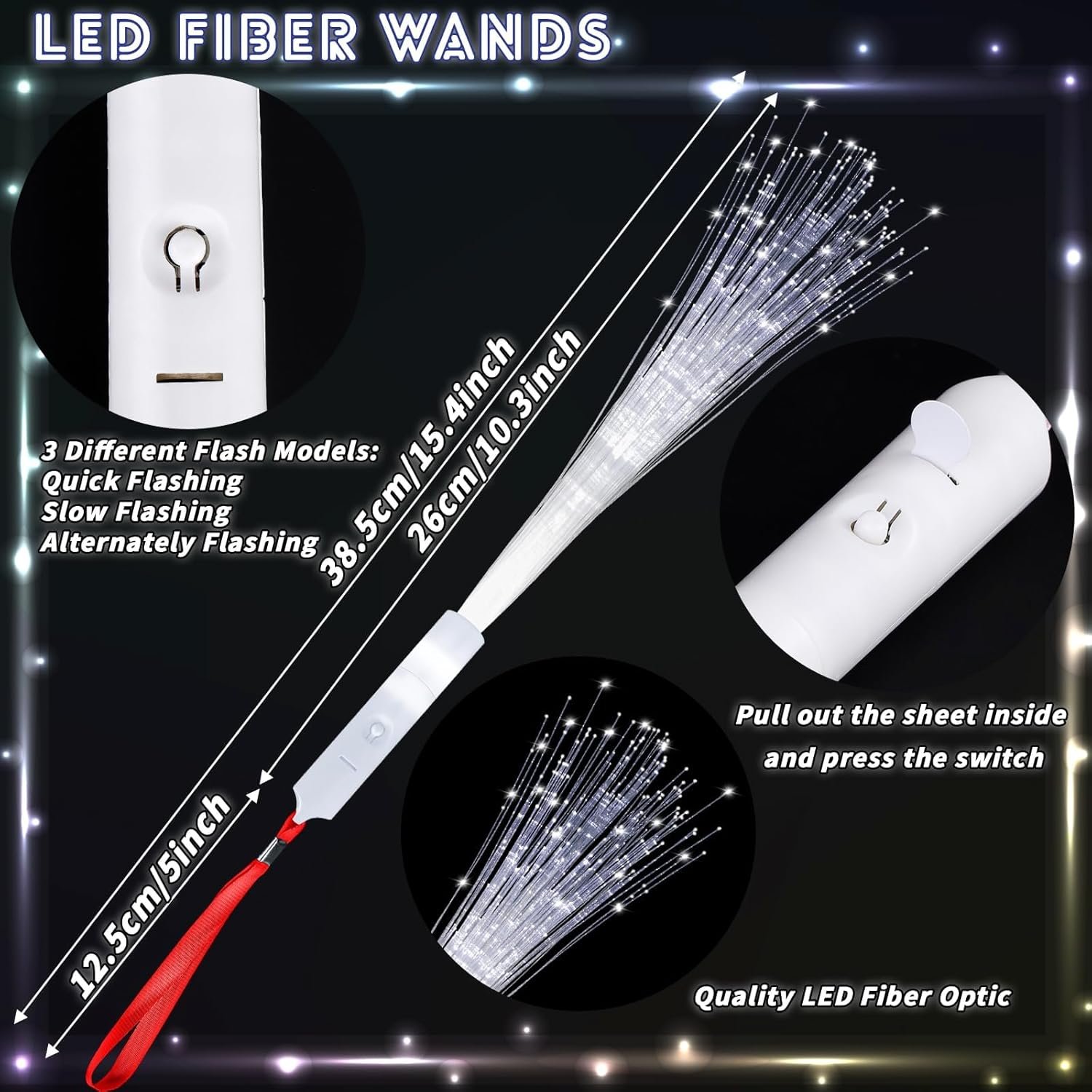 Wholesale 100 Pack White Fiber Optic LED Glow Wands with 3 Flashing Modes Bulk Light Up Sticks for Dark Birthday Wedding Halloween Christmas Parties 8 Colors Supplier