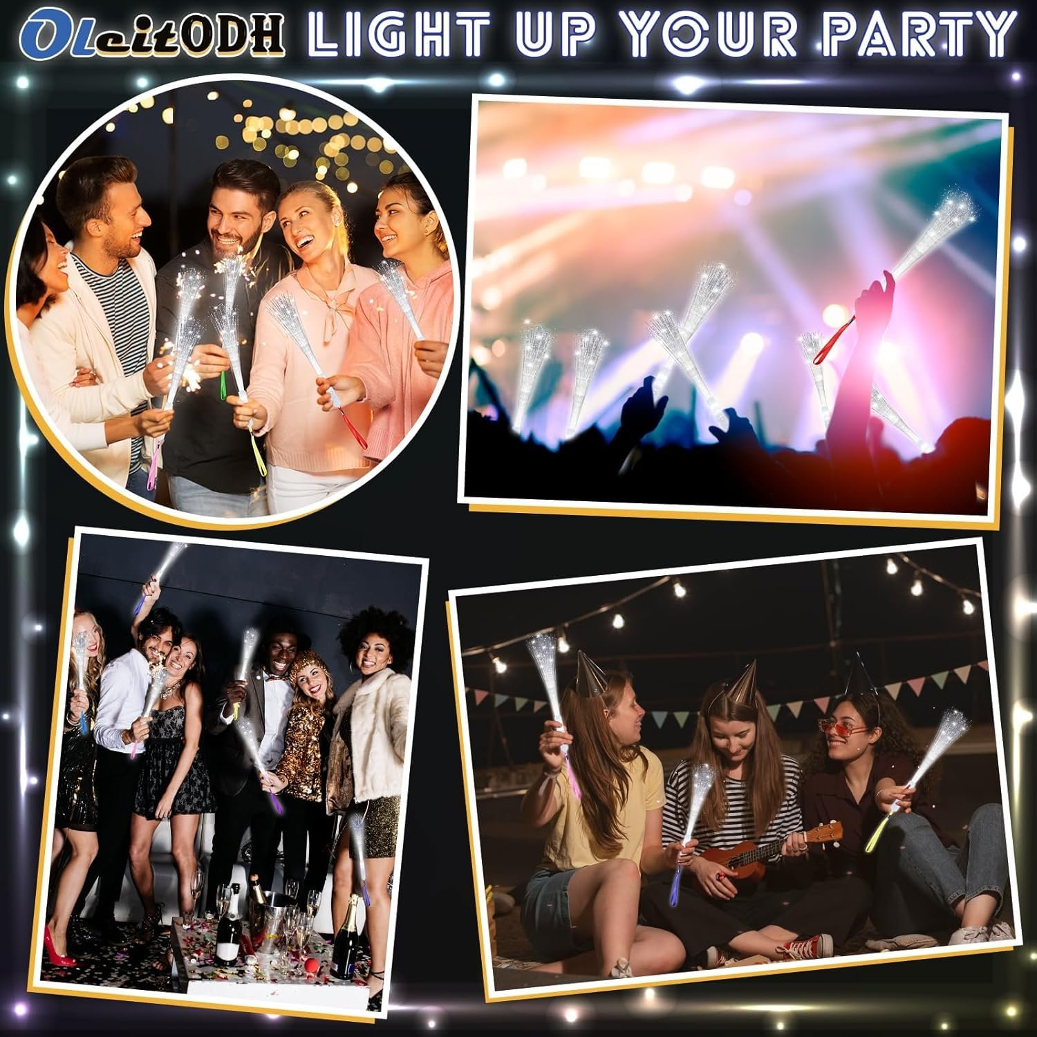 Wholesale 100 Pack White Fiber Optic LED Glow Wands with 3 Flashing Modes Bulk Light Up Sticks for Dark Birthday Wedding Halloween Christmas Parties 8 Colors Supplier