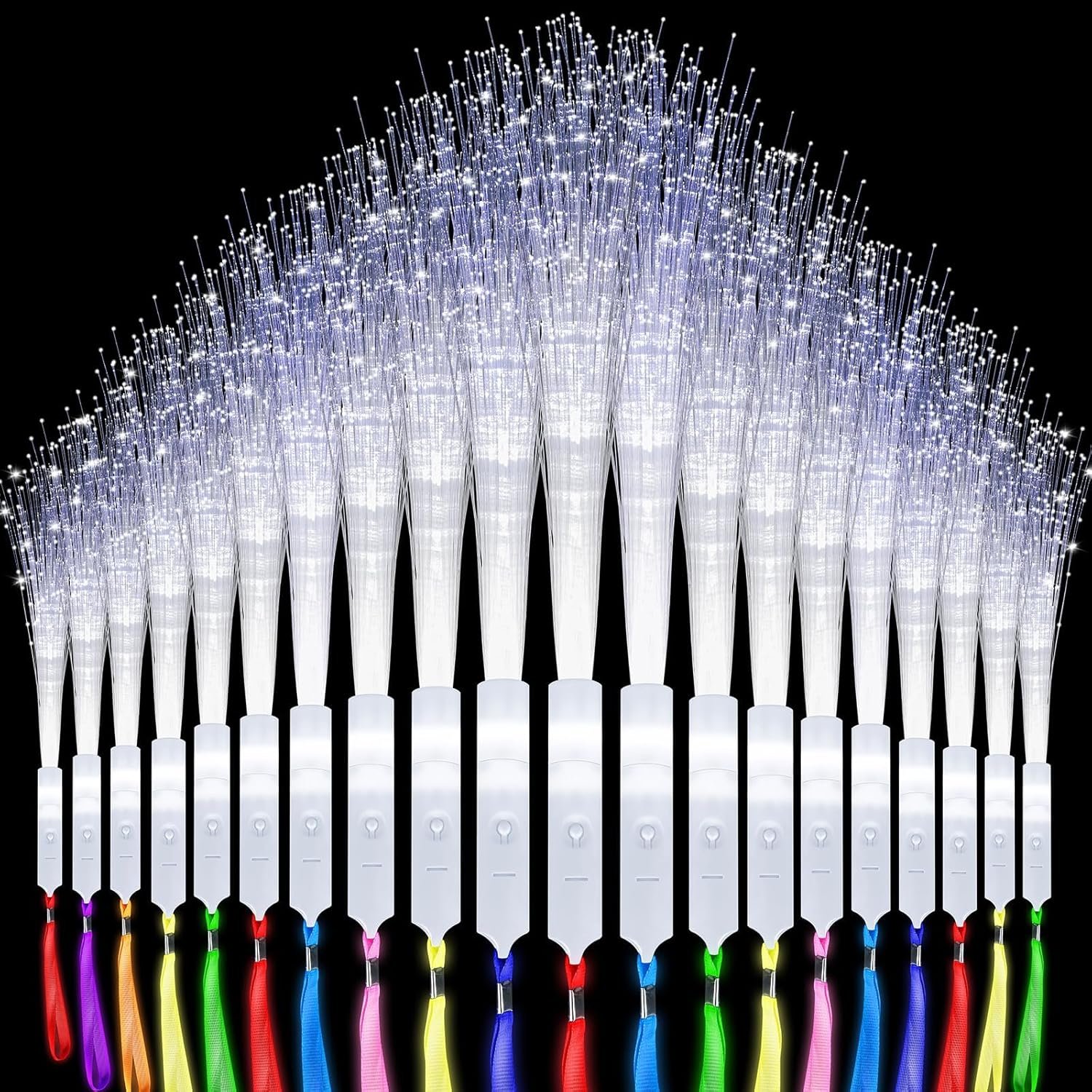 Wholesale 100 Pack White Fiber Optic LED Glow Wands with 3 Flashing Modes Bulk Light Up Sticks for Dark Birthday Wedding Halloween Christmas Parties 8 Colors Supplier