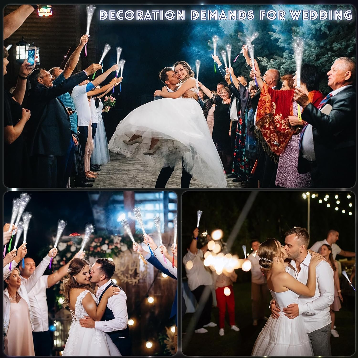 Wholesale 100 Pack White Fiber Optic LED Glow Wands with 3 Flashing Modes Bulk Light Up Sticks for Dark Birthday Wedding Halloween Christmas Parties 8 Colors Supplier