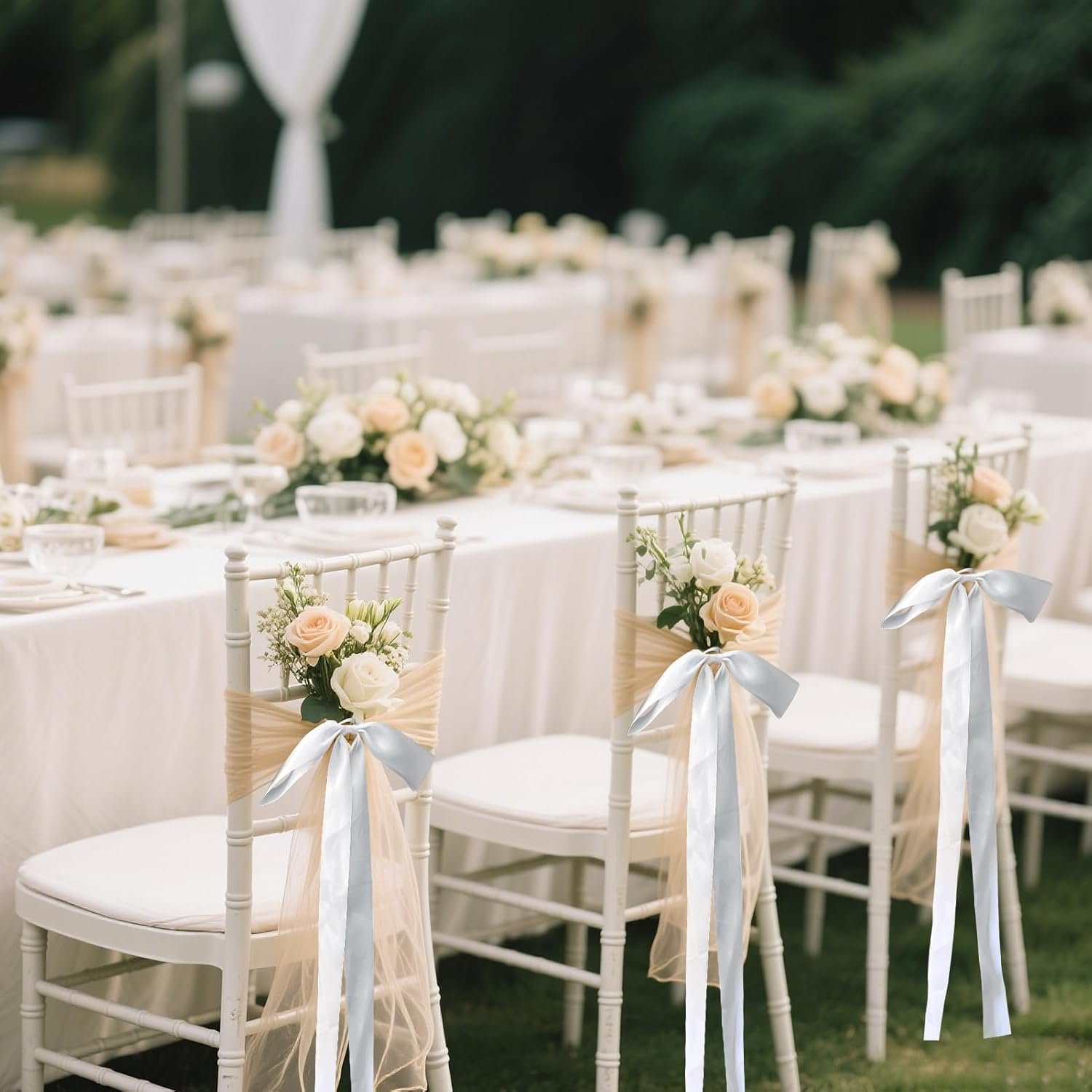 Wholesale 24 Pcs Large Wedding Aisle Ribbon Bows with Long Tails 9.8 x 35.8 Inch Ceremony Pew Decorations for Bridal Shower Reception Church Bench White Supplier