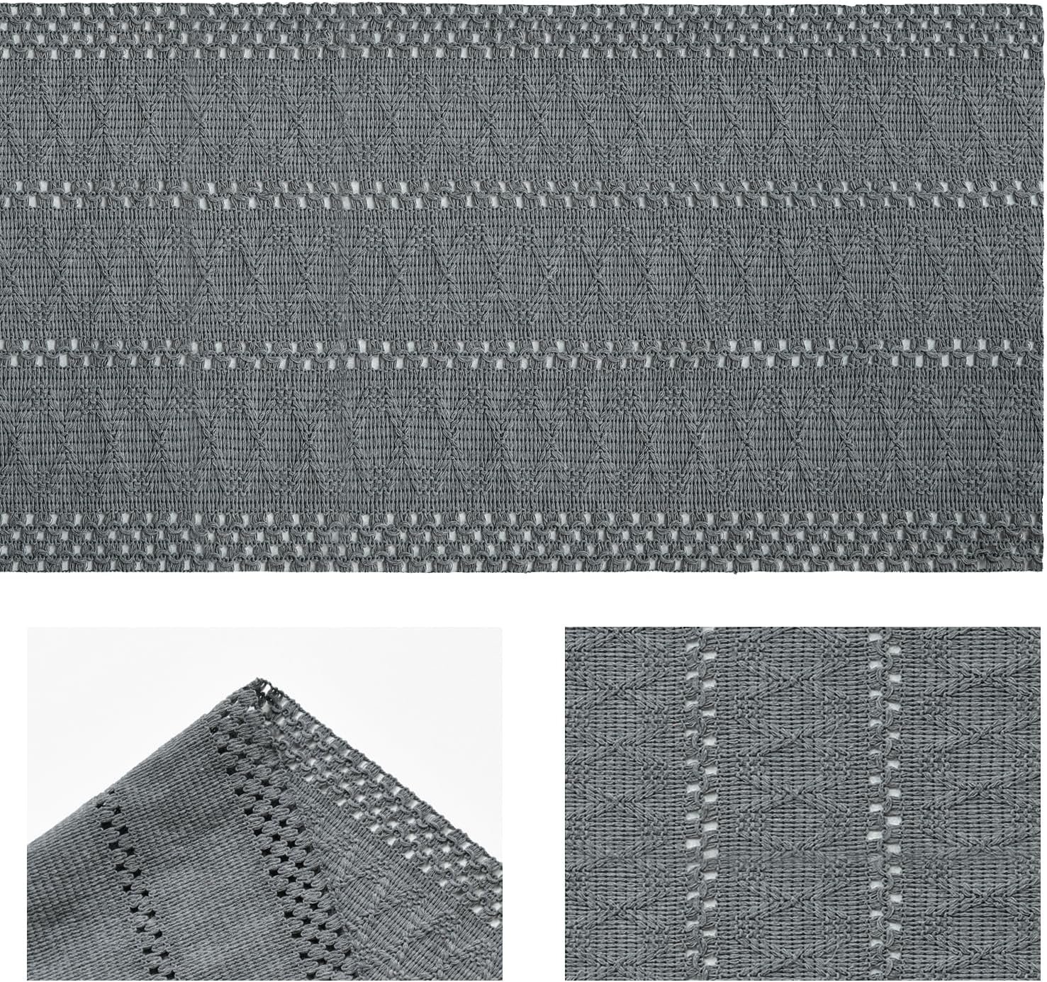 Wholesale Dark Grey Farmhouse Woven Rustic Hollow Table Runner Seasonal Holiday Kitchen Dining Table Decoration Home Party Decor 12x72 Inch Supplier