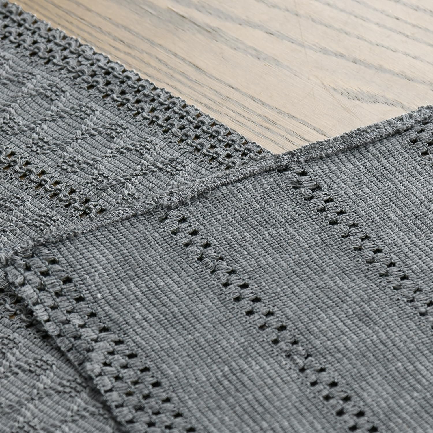 Wholesale Dark Grey Farmhouse Woven Rustic Hollow Table Runner Seasonal Holiday Kitchen Dining Table Decoration Home Party Decor 12x72 Inch Supplier