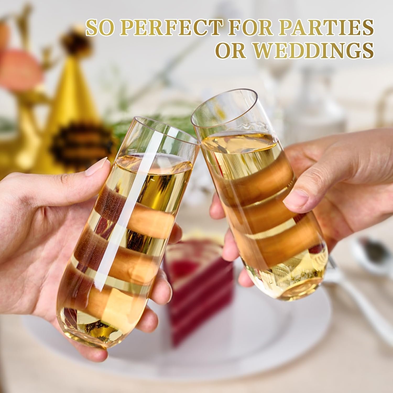Wholesale 24 Pack 9 Oz Clear Stemless Plastic Champagne Flutes Heavy Duty Shatterproof Disposable Toasting Glasses Supplier Wholesale 24 Pack 9 Oz Clear Stemless Plastic Champagne Flutes Heavy Duty Shatterproof Disposable Toasting Glasses Supplier