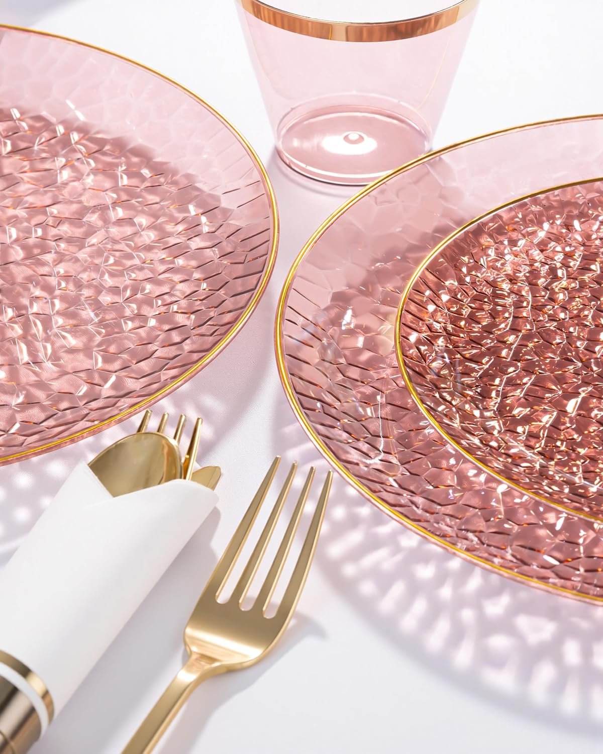 Wholesale 175PCS Clear Burgundy Hammered Disposable Plastic Dinnerware Set Includes 25 Dinner Plates 25 Dessert Plates 25 Cups 25 Rolled Napkin Cutlery for Parties Supplier Wholesale 175PCS Clear Burgundy Hammered Disposable Plastic Dinnerware Set Includes 25 Dinner Plates 25 Dessert Plates 25 Cups 25 Rolled Napkin Cutlery for Parties Supplier