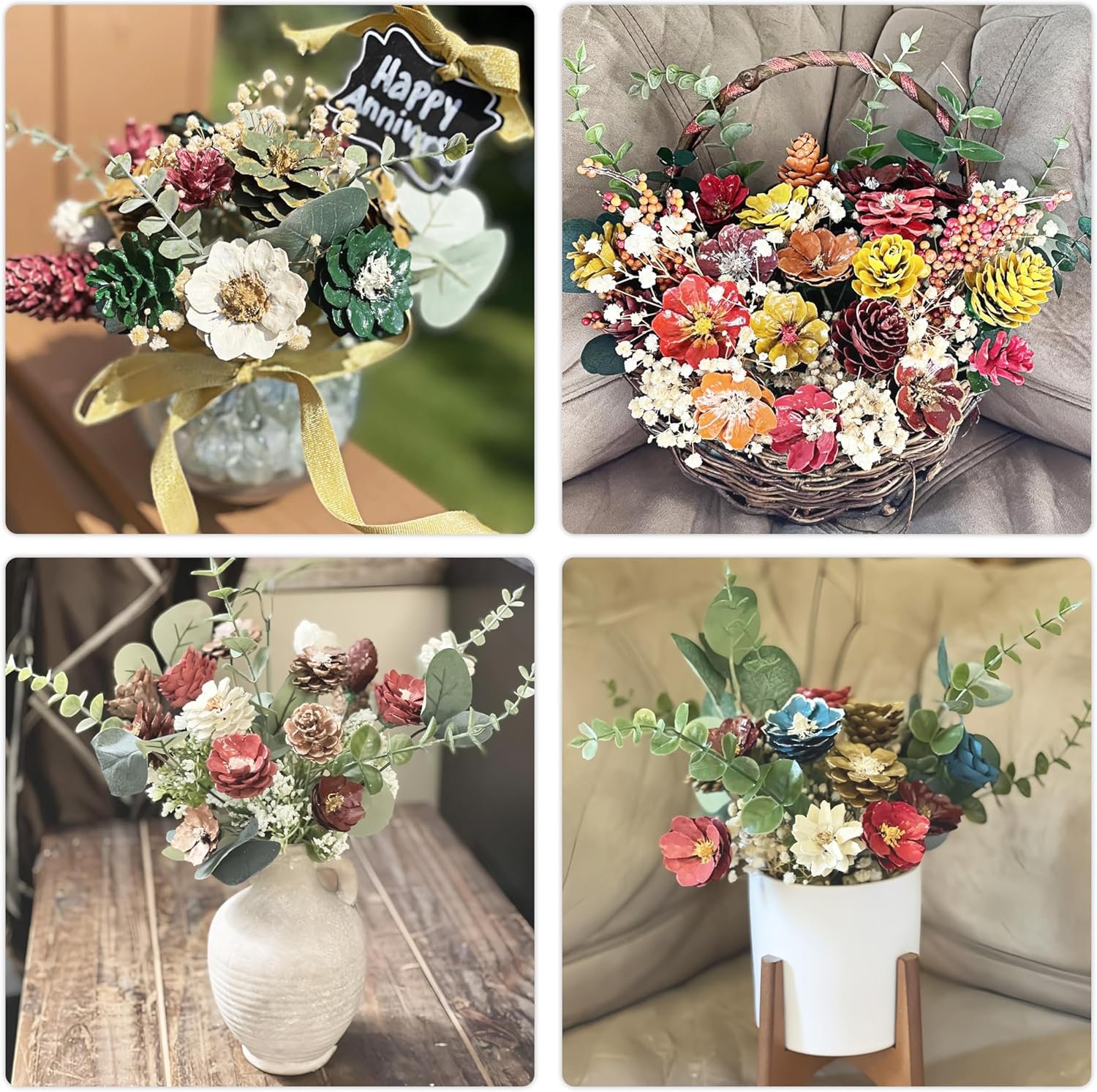 Wholesale 18pcs Artificial Eucalyptus Stems Fake Flowers for Home Office Bouquet Centerpiece Wedding Christmas Decoration Supplier