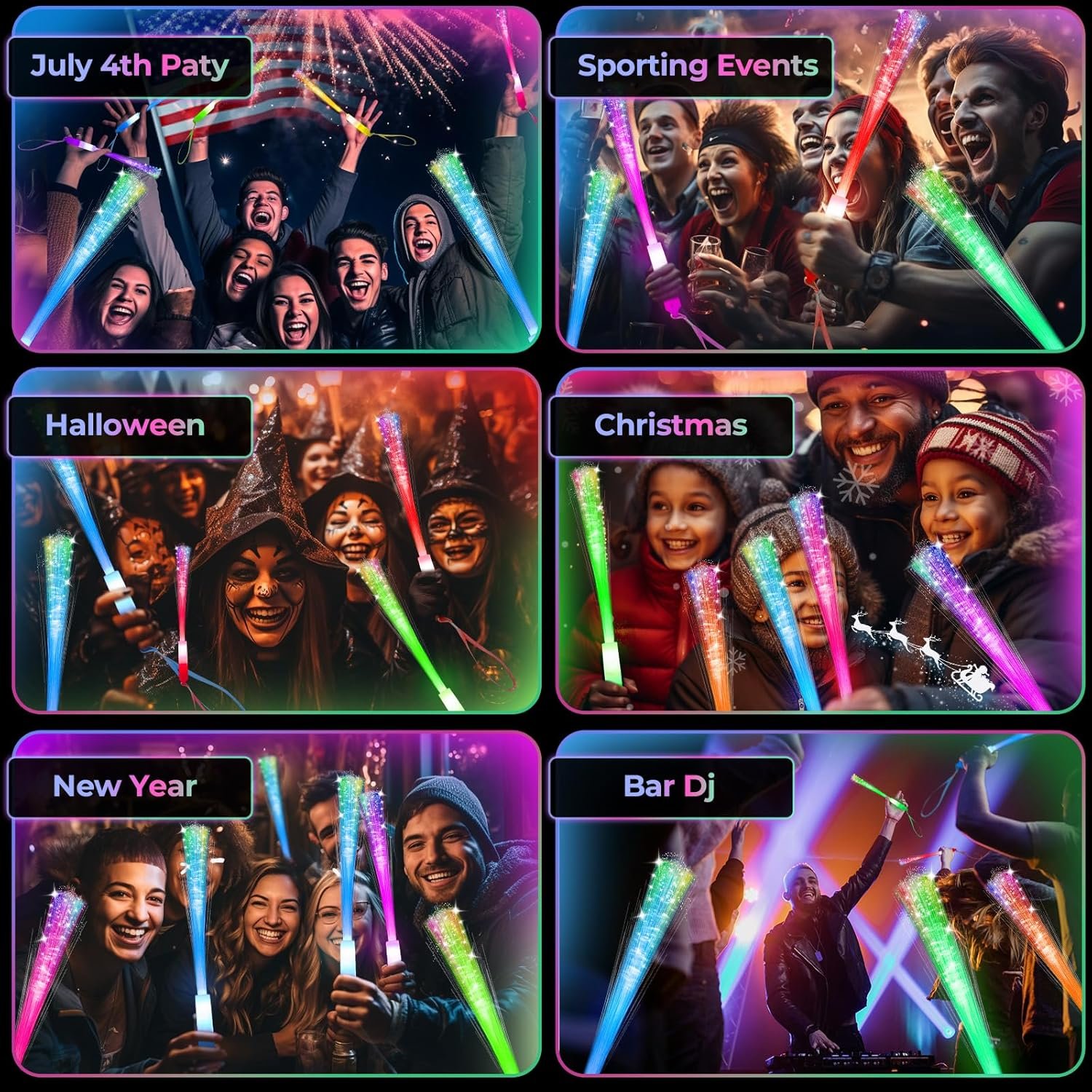 Wholesale 100 PCS Glow Fiber Optic LED Light Wands Sticks for Party Wedding Halloween New Year Supplier