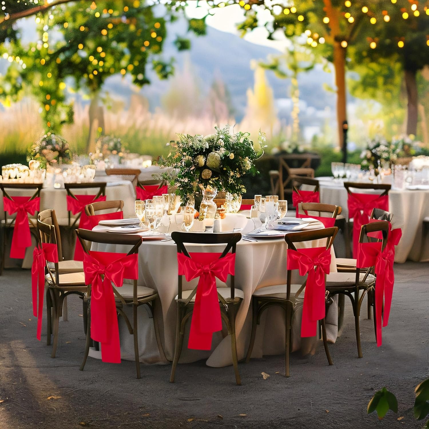 Wholesale 10 Pcs Red Satin Chair Sashes Bows Universal Chair Covers for Wedding Reception Events Banquets Parties Hotel Decorations 6 x 108 Inch Supplier