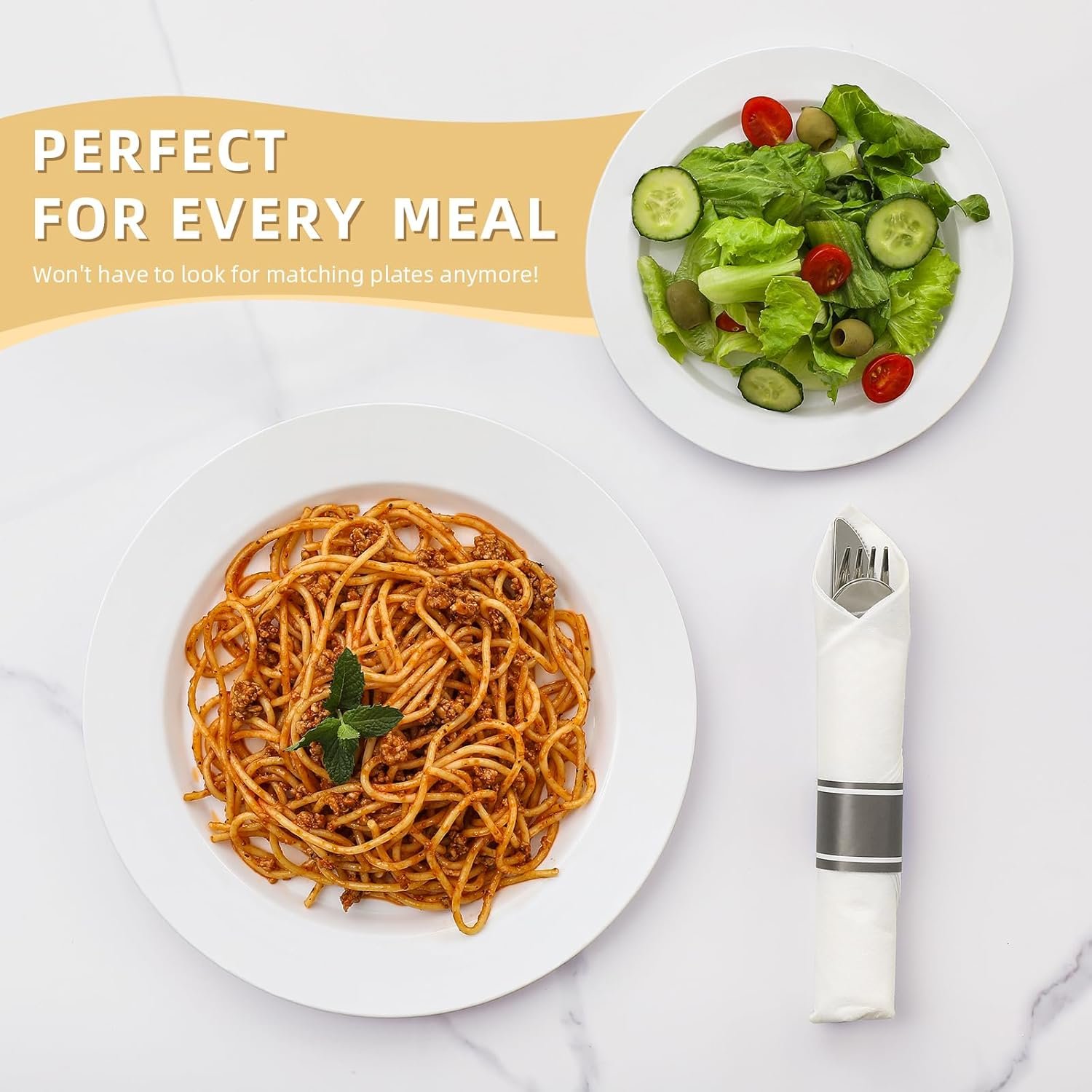 Wholesale 200 PCS White Plastic Plates Premium Heavy Duty Disposable for Party 100 Dinner Plates & 100 Salad Dessert Plates Sturdy Hard Plastic Dinnerware for Wedding Events Supplier