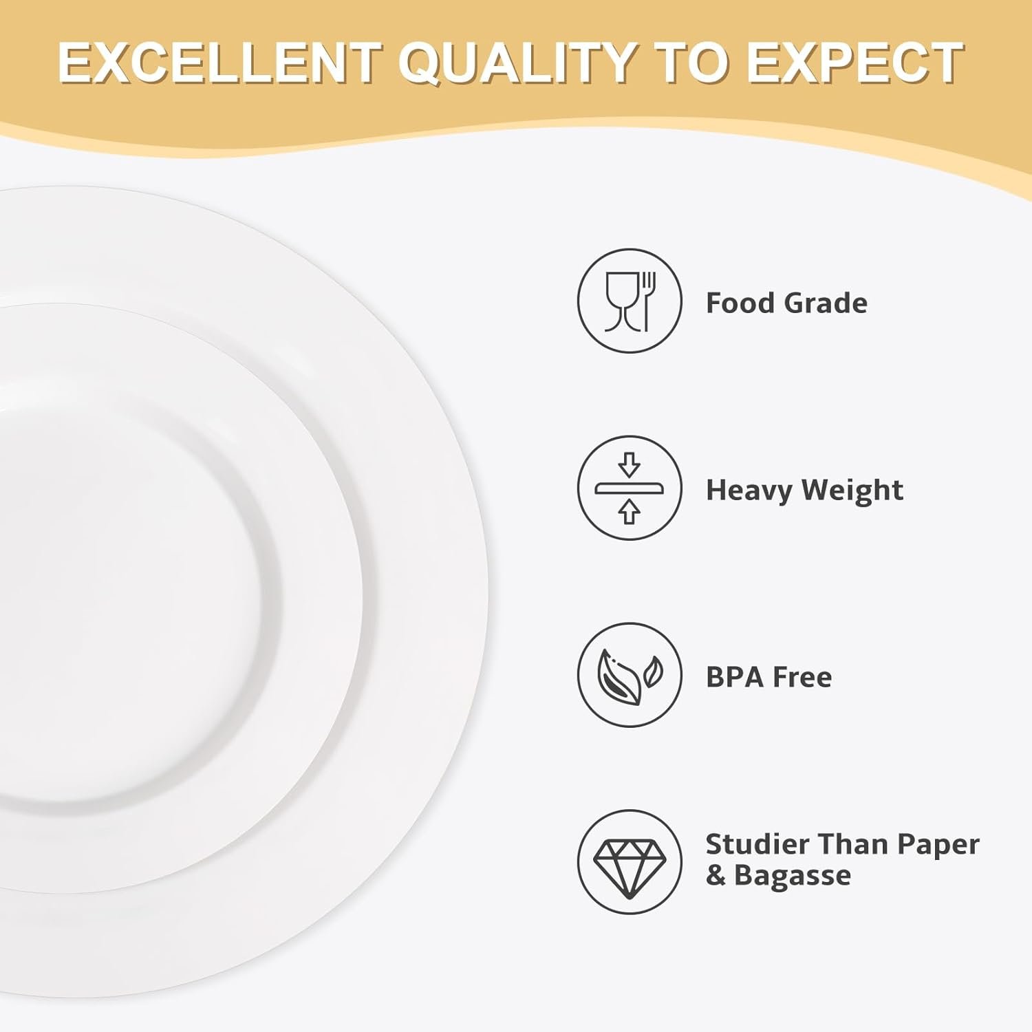 Wholesale 200 PCS White Plastic Plates Premium Heavy Duty Disposable for Party 100 Dinner Plates & 100 Salad Dessert Plates Sturdy Hard Plastic Dinnerware for Wedding Events Supplier