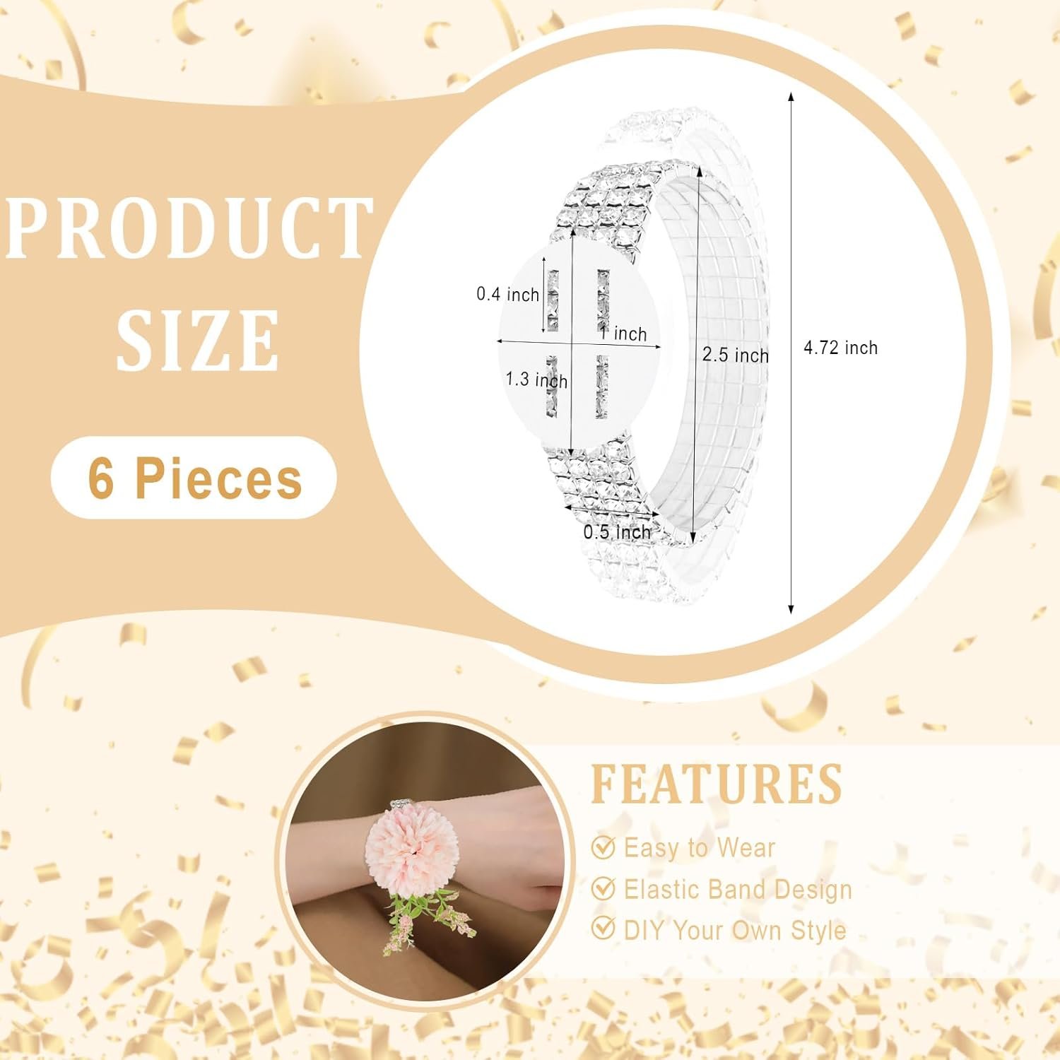 Wholesale Elastic Rhinestone Wrist Corsage Bracelets Wedding Party Prom DIY Supplies Supplier