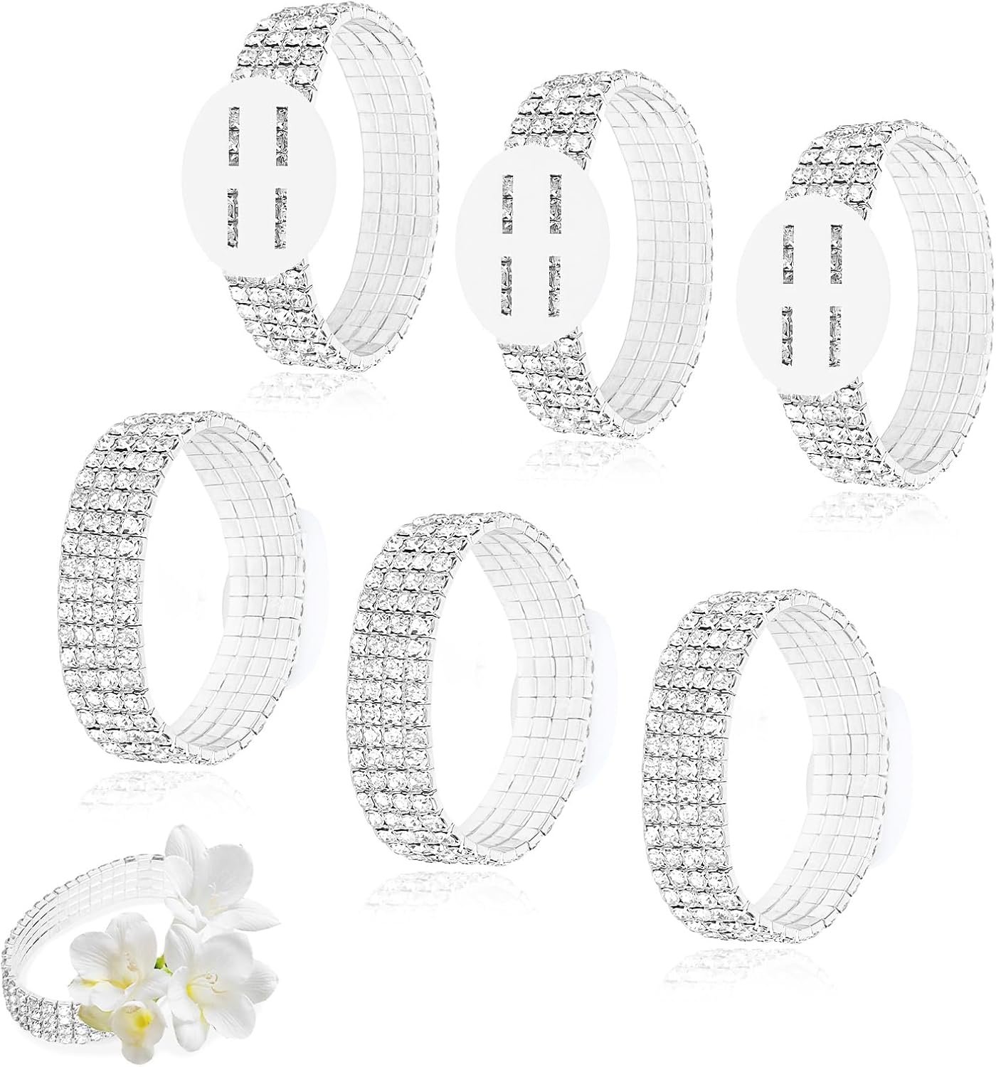 Wrist Corsage Bracelets, Elastic Corsage Wristlet Band Rhinestone Wedding Accessories for Party Prom DIY Handmade Supplies