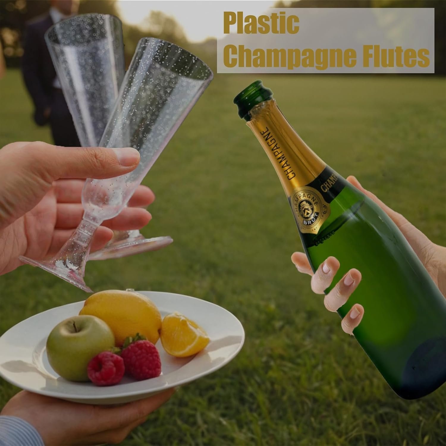 Wholesale Plastic Champagne Flutes 25 Pack Disposable 5 Oz Clear Wine Glasses for Party Events Supplier
