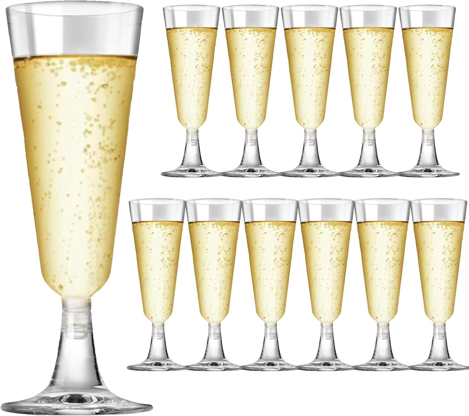 Champagne Flutes Plastic,25 Pack Wine Glasses,Disposable Champagne Glasses,5 Oz Clear Shot Cups,New Year Christmas Party Wedding Birthday Drinking Beer Water Dessert Cocktail Cups Bulk
