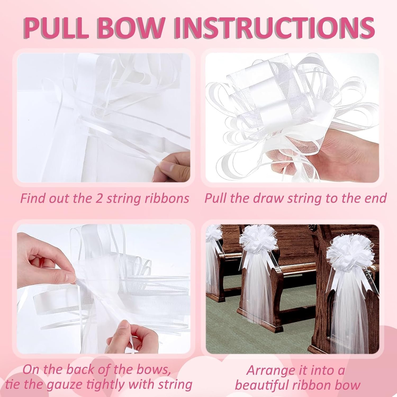 Wholesale 30 Set Wedding Pew Bows with Long Tulle Tails for Aisle Church Chair Car Big Bows Bridal Shower Reception Anniversary Decorations White Supplier Wholesale 30 Set Wedding Pew Bows with Long Tulle Tails for Aisle Church Chair Car Big Bows Bridal Shower Reception Anniversary Decorations White Supplier