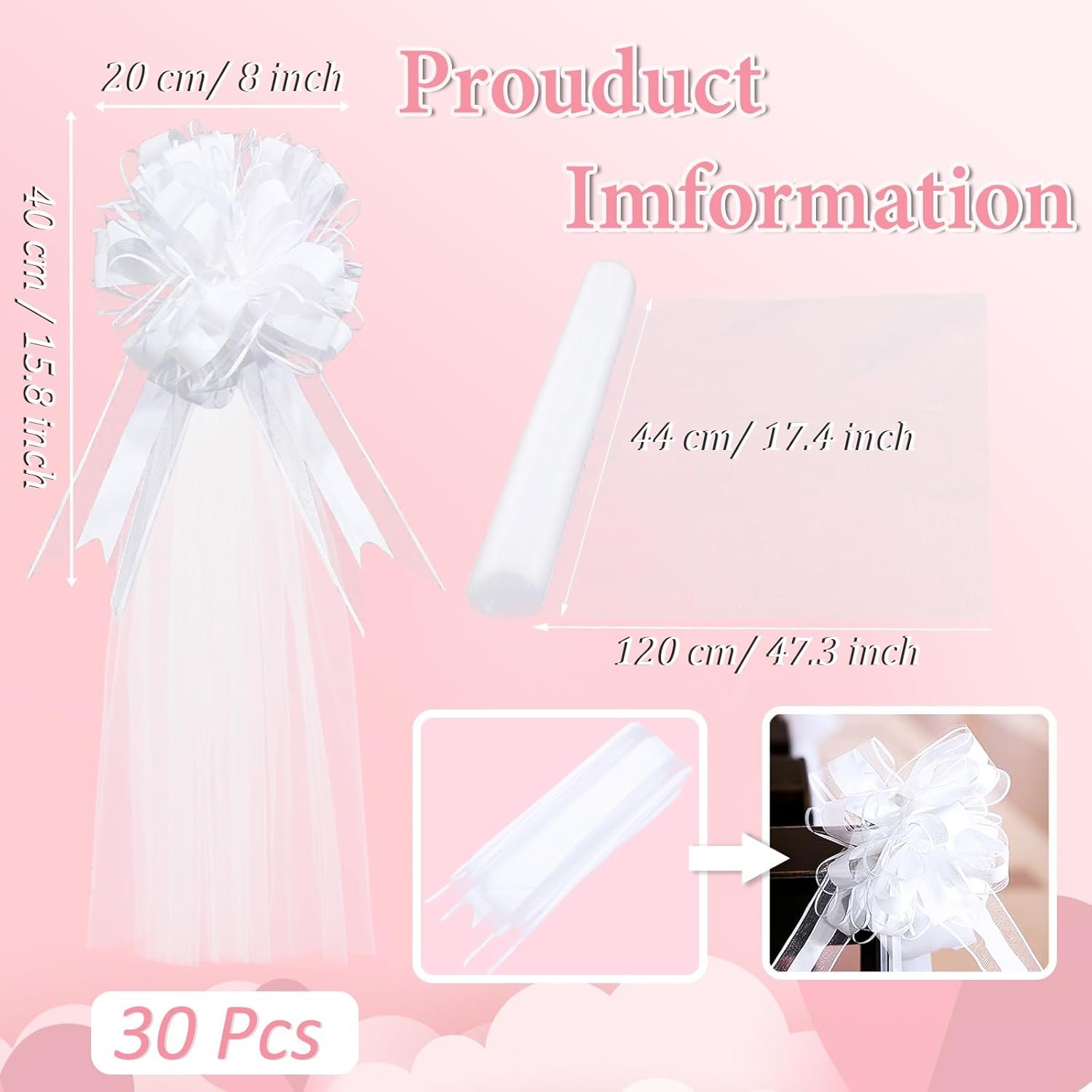 Wholesale 30 Set Wedding Pew Bows with Long Tulle Tails for Aisle Church Chair Car Big Bows Bridal Shower Reception Anniversary Decorations White Supplier Wholesale 30 Set Wedding Pew Bows with Long Tulle Tails for Aisle Church Chair Car Big Bows Bridal Shower Reception Anniversary Decorations White Supplier