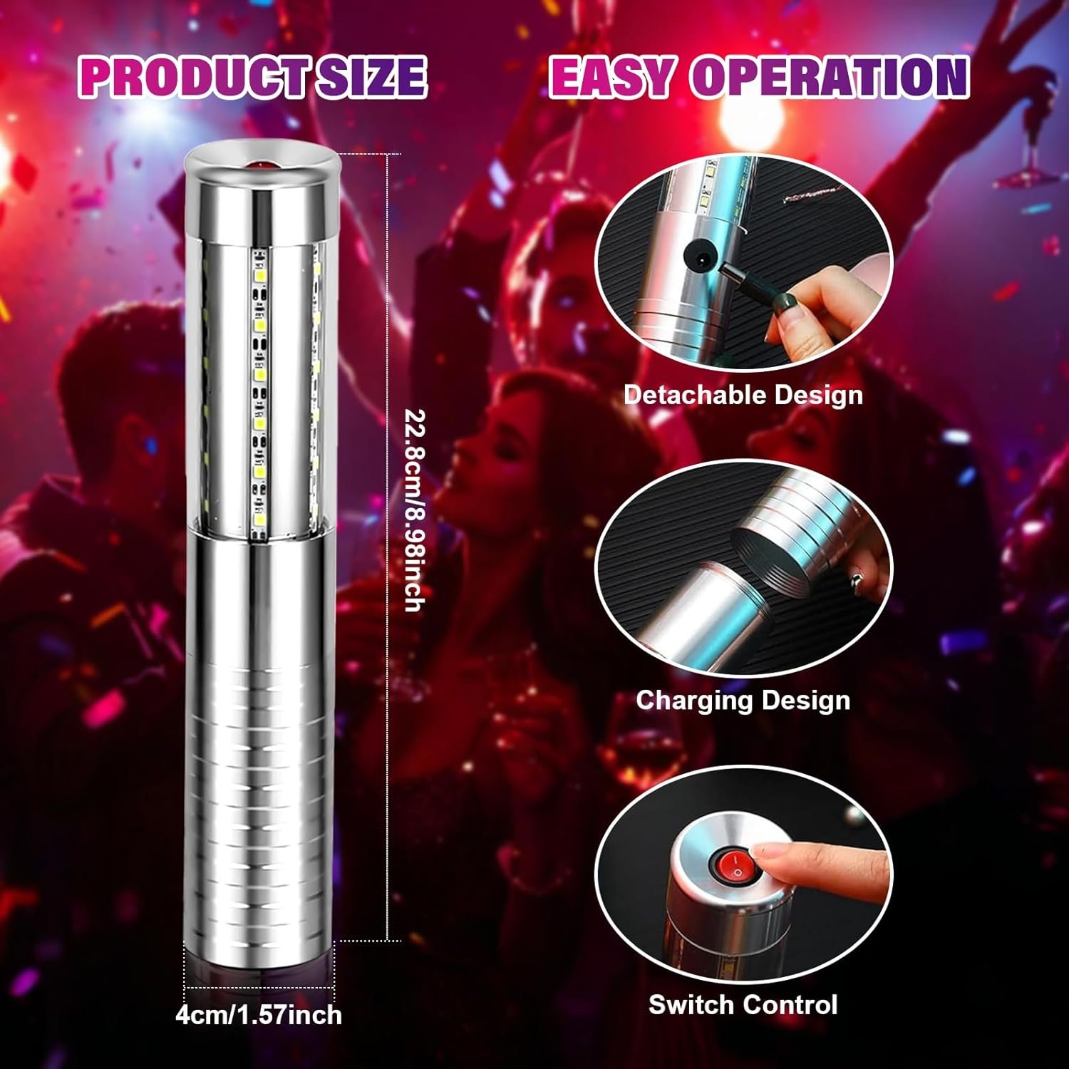 Wholesale 4 Pieces Rechargeable Reusable Bottle Service Lights Sparklers for Bars Nightclubs Concerts Birthdays Weddings Parties Supplier