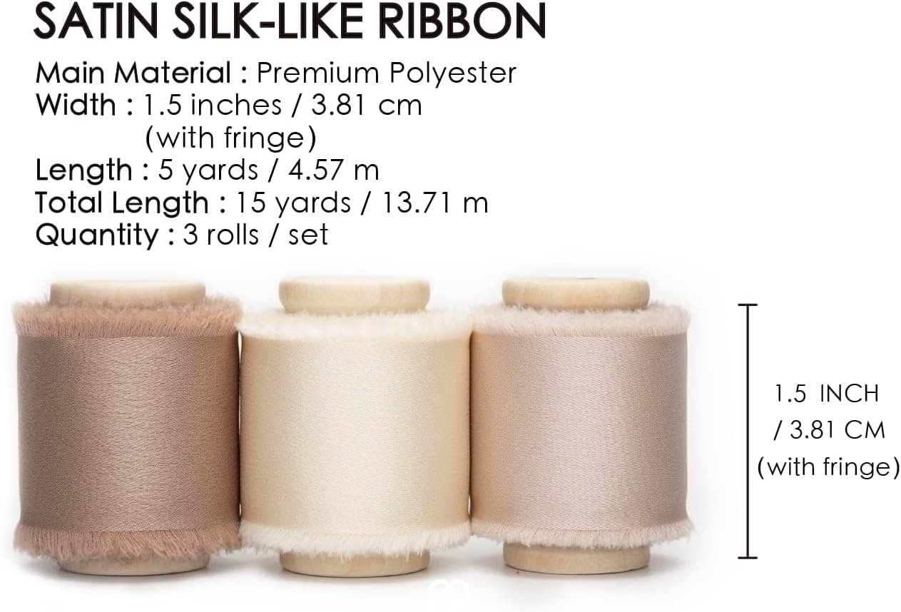 Wholesale Silk Satin Ribbon 1-1/2 Inch x 15 Yard with Wooden Spool Champagne Nude Handmade Frayed for Gift Wrapping Baby Shower Wedding Bridal Bouquets Holiday Decor Supplier Wholesale Silk Satin Ribbon 1-1/2 Inch x 15 Yard with Wooden Spool Champagne Nude Handmade Frayed for Gift Wrapping Baby Shower Wedding Bridal Bouquets Holiday Decor Supplier