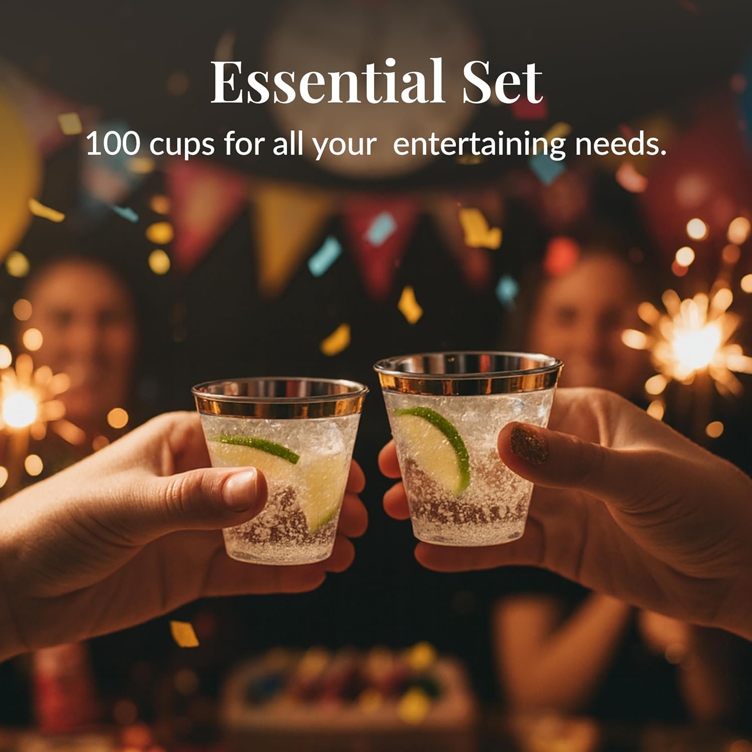 Wholesale 100-Pack 9oz Gold Rimmed Disposable Plastic Wine Glasses for Charcuterie Weddings Parties Events Elegant Cocktail Cups for Champagne Martini Mocktails Supplier