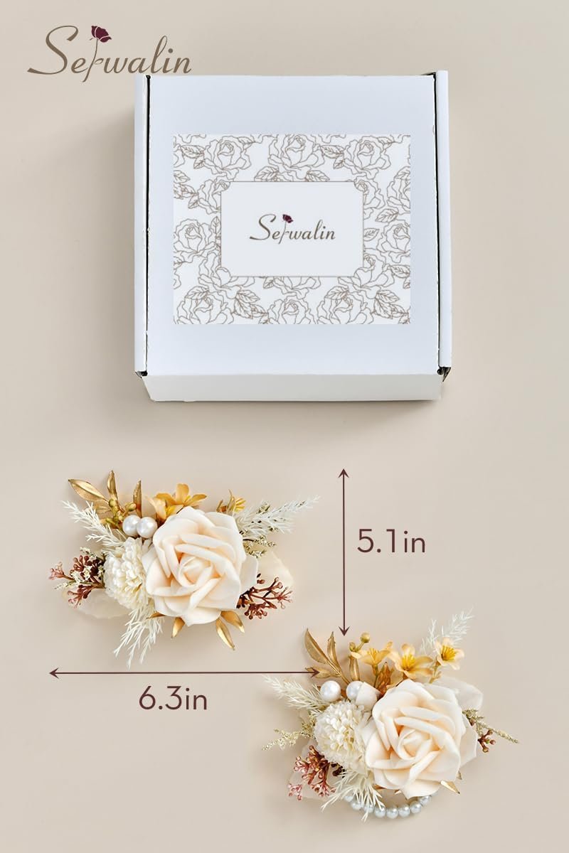 Wholesale 2 Pcs 6-7 Inch Champagne Wrist Corsage and Boutonniere Set for Wedding Prom Ceremony Anniversary Men Suit Accessories Supplier Wholesale 2 Pcs 6-7 Inch Champagne Wrist Corsage and Boutonniere Set for Wedding Prom Ceremony Anniversary Men Suit Accessories Supplier