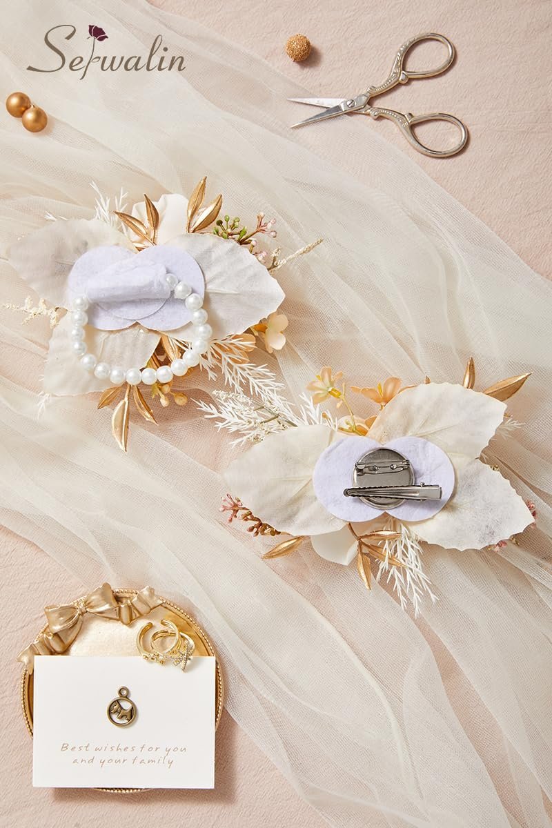 Wholesale 2 Pcs 6-7 Inch Champagne Wrist Corsage and Boutonniere Set for Wedding Prom Ceremony Anniversary Men Suit Accessories Supplier Wholesale 2 Pcs 6-7 Inch Champagne Wrist Corsage and Boutonniere Set for Wedding Prom Ceremony Anniversary Men Suit Accessories Supplier