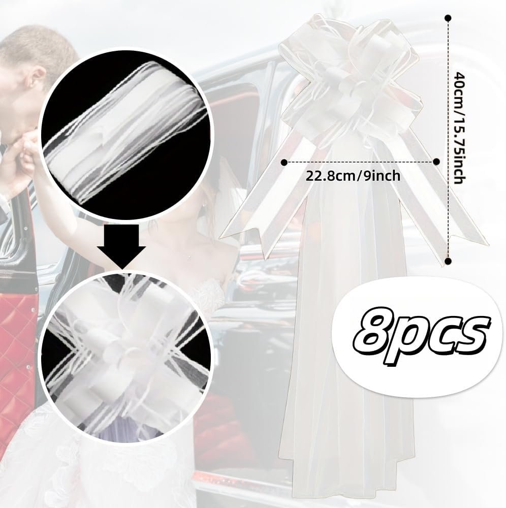 Wholesale 8pcs Large Wedding Pew Bows with Long Tulle Tails for Church Chair Aisle Car Decorations Big Bows Bridal Shower Reception Birthday Anniversary White Supplier Wholesale 8pcs Large Wedding Pew Bows with Long Tulle Tails for Church Chair Aisle Car Decorations Big Bows Bridal Shower Reception Birthday Anniversary White Supplier