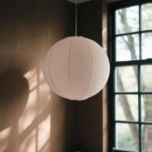 Large Hanging Lamp shade 20INCH Round Linen Pendant Lamp shade Can replace paper lanterns Hanging Lantern Handmade Minimalist Decorations Suitable for Living room, Hallway Bedroom, and kitchen