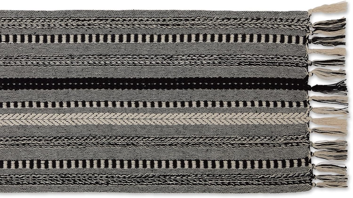 Wholesale Farmhouse Braided Stripe Table Runner Collection 15x108 (15x113 Fringe Included) Black Supplier Wholesale Farmhouse Braided Stripe Table Runner Collection 15x108 (15x113 Fringe Included) Black Supplier