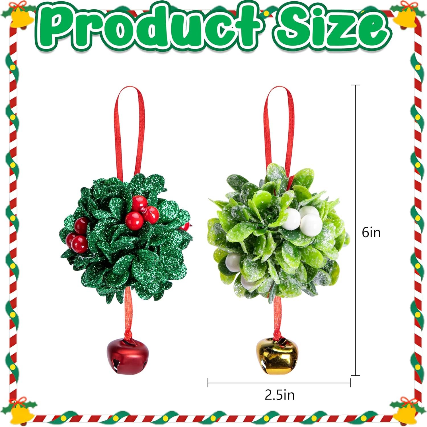 Wholesale 10 Pcs Glitter Mistletoe Kissing Ball Bells Ornaments with Berries Christmas Hanging Tree Doorway Arch Ceiling Decoration Supplier Wholesale 10 Pcs Glitter Mistletoe Kissing Ball Bells Ornaments with Berries Christmas Hanging Tree Doorway Arch Ceiling Decoration Supplier