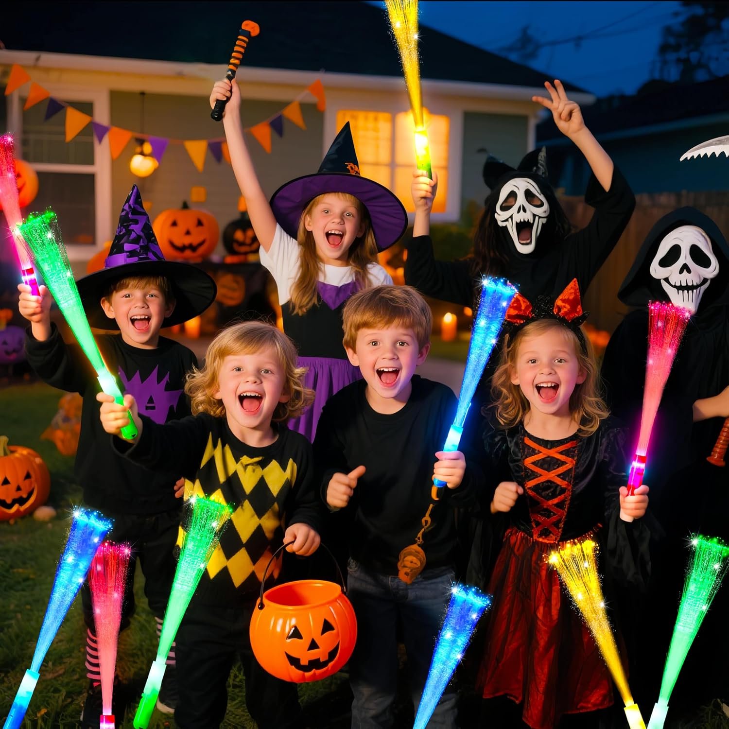 Wholesale Glow Fiber Optic Wands Halloween Glow Sticks Bulk Party Pack Glow in the Dark Party Supplies Favor Flashing Light Up Sticks for Birthday Holiday Wedding Halloween Christmas (25 Pack) Supplier
