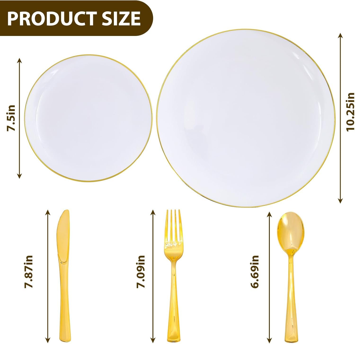 Wholesale 250PCS Gold Disposable Dinnerware Set White and Gold Plastic Party Plates for 50 Guests Includes 50 Dinner Plates 50 Dessert Plates 150 Gold Cutlery for Weddings and Parties Supplier