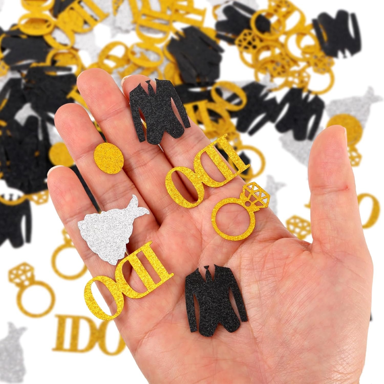 Wholesale 150pcs Gold Glitter Paper Confetti Diamond Ring I Do Wedding Engagement Party Decoration for Bridal Shower Bachelor Party Supplier