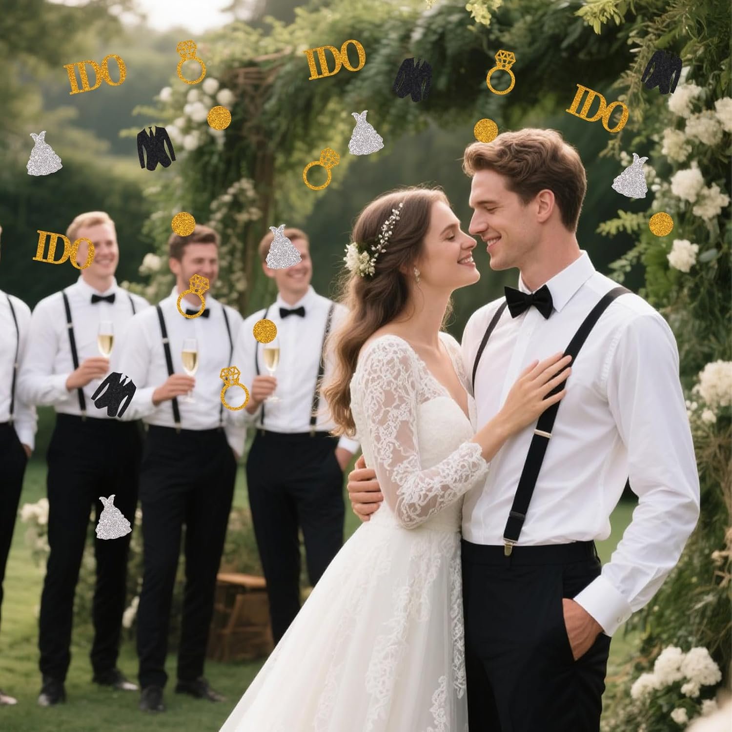 Wholesale 150pcs Gold Glitter Paper Confetti Diamond Ring I Do Wedding Engagement Party Decoration for Bridal Shower Bachelor Party Supplier