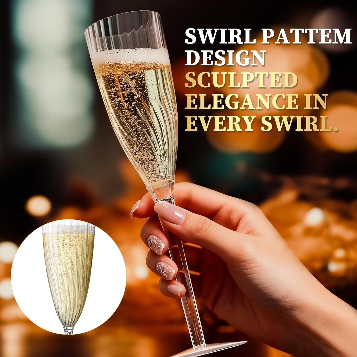 Wholesale 16 Pack 6oz Clear Champagne Flutes Disposable Wine Glasses with Long Stem Reusable Plastic Cocktail Glasses for New Years Eve Parties Birthdays Weddings Celebrations Toasting Drinking Supplier
