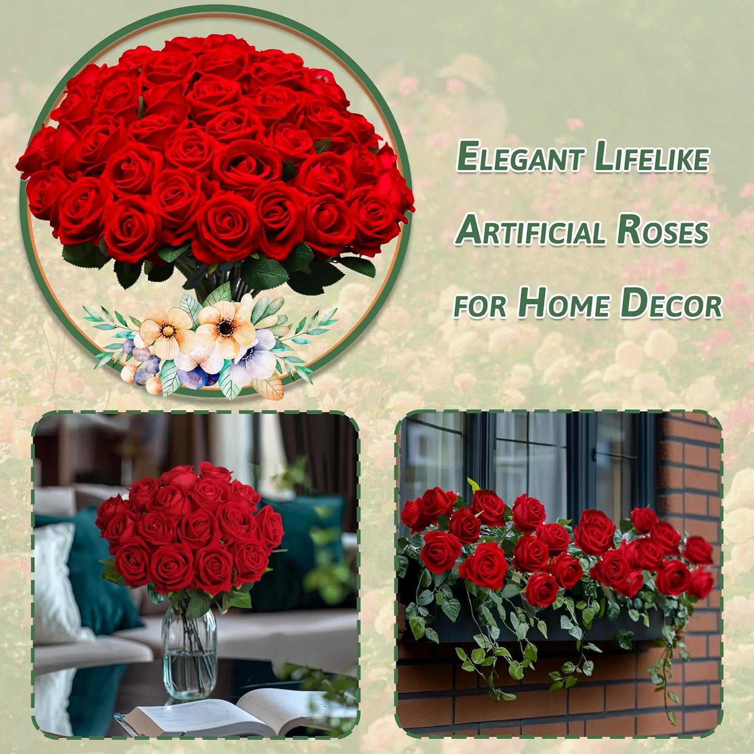 Wholesale 50 PCS Realistic Silk Artificial Red Roses with Stems Bulk Faux Flowers for Wedding Decoration Anniversary Bridal Bouquet DIY Floral Arrangement Romantic Home Decor Gifts Supplier