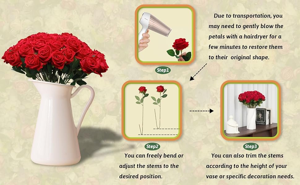 Wholesale 50 PCS Realistic Silk Artificial Red Roses with Stems Bulk Faux Flowers for Wedding Decoration Anniversary Bridal Bouquet DIY Floral Arrangement Romantic Home Decor Gifts Supplier